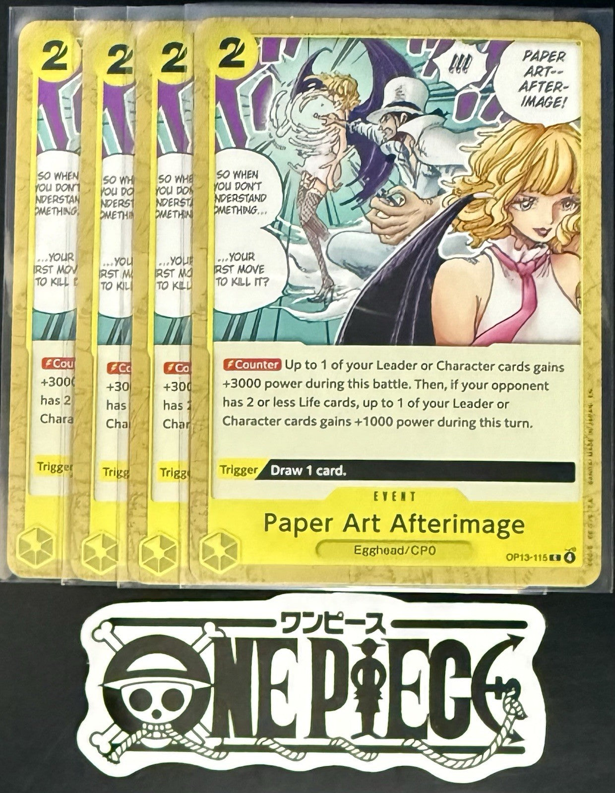 4x One Piece OP13-115 C Paper Art Afterimage - ENG - Regular - Playset -TCG-NM/M