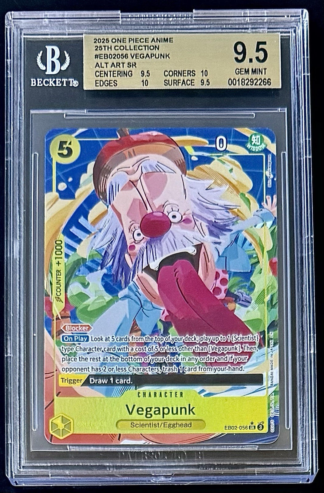 BGS 9.5 One Piece EB02-056 SR* Vegapunk Alt Art - English-25th Collection-Graded