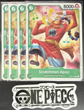 4x One Piece OP07-028 C Scratchmen Apoo - English - Regular - Play Set - NM/M
