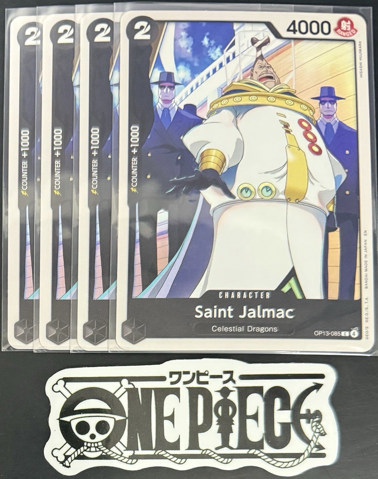 4x One Piece OP13-085 C Saint Jalmac - ENG - Regular - Playset - TCG - NM/M
