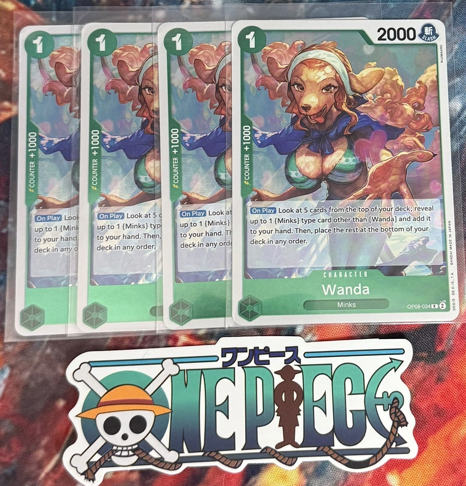 4x One Piece OP08-034 R Wanda - English - Playset - Foil - TCG - NM/M