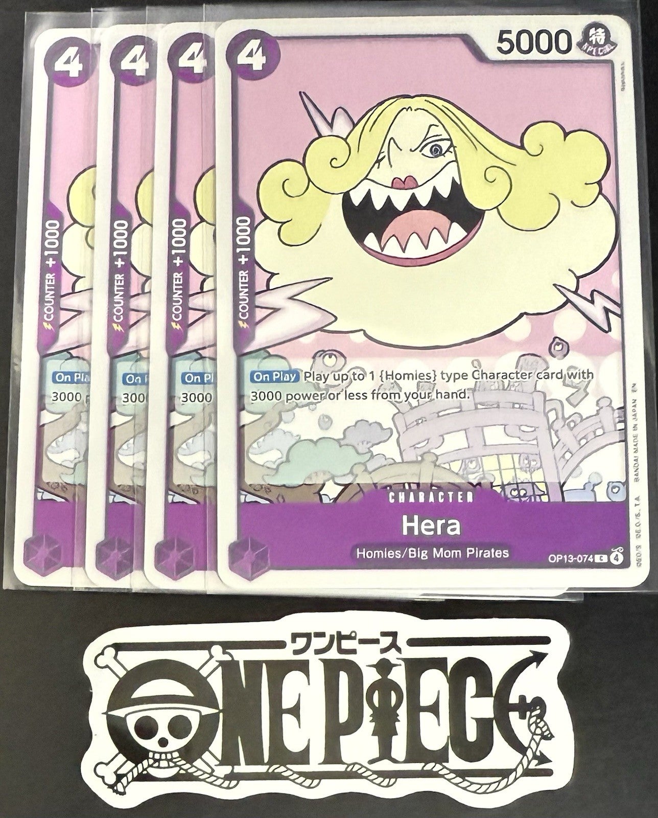 4x One Piece OP13-074 C Hera - ENG - Regular - Playset - TCG - NM/M