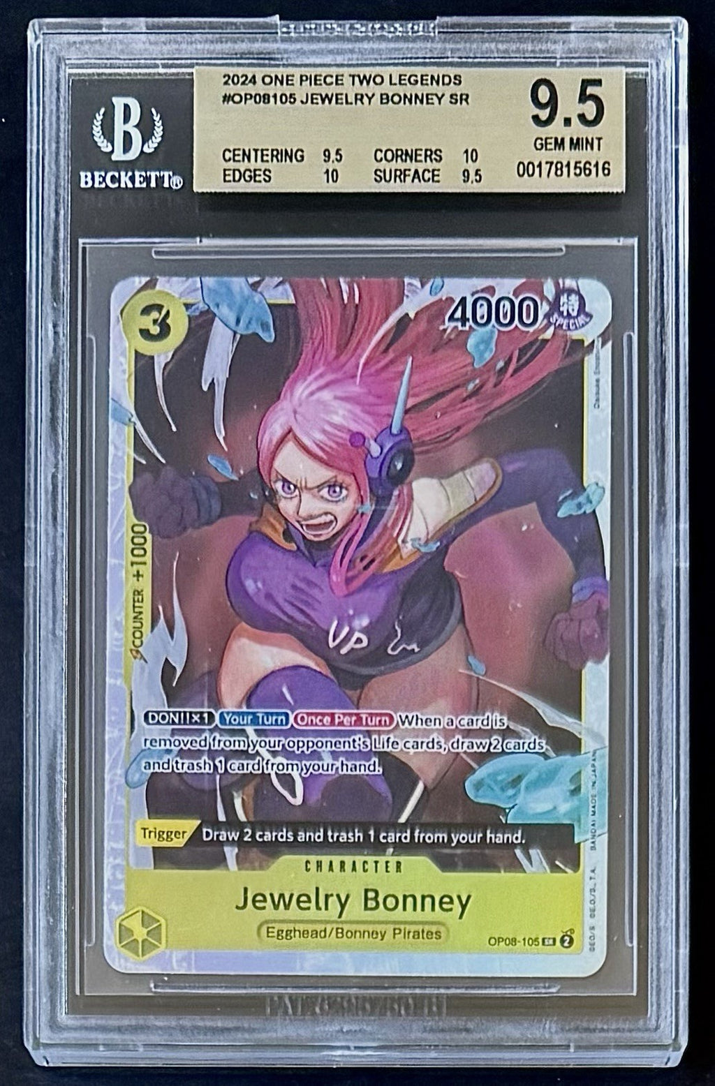 BGS 9.5 One Piece OP08-105 SR - Jewelry Bonney - English - Two Legends - Foil