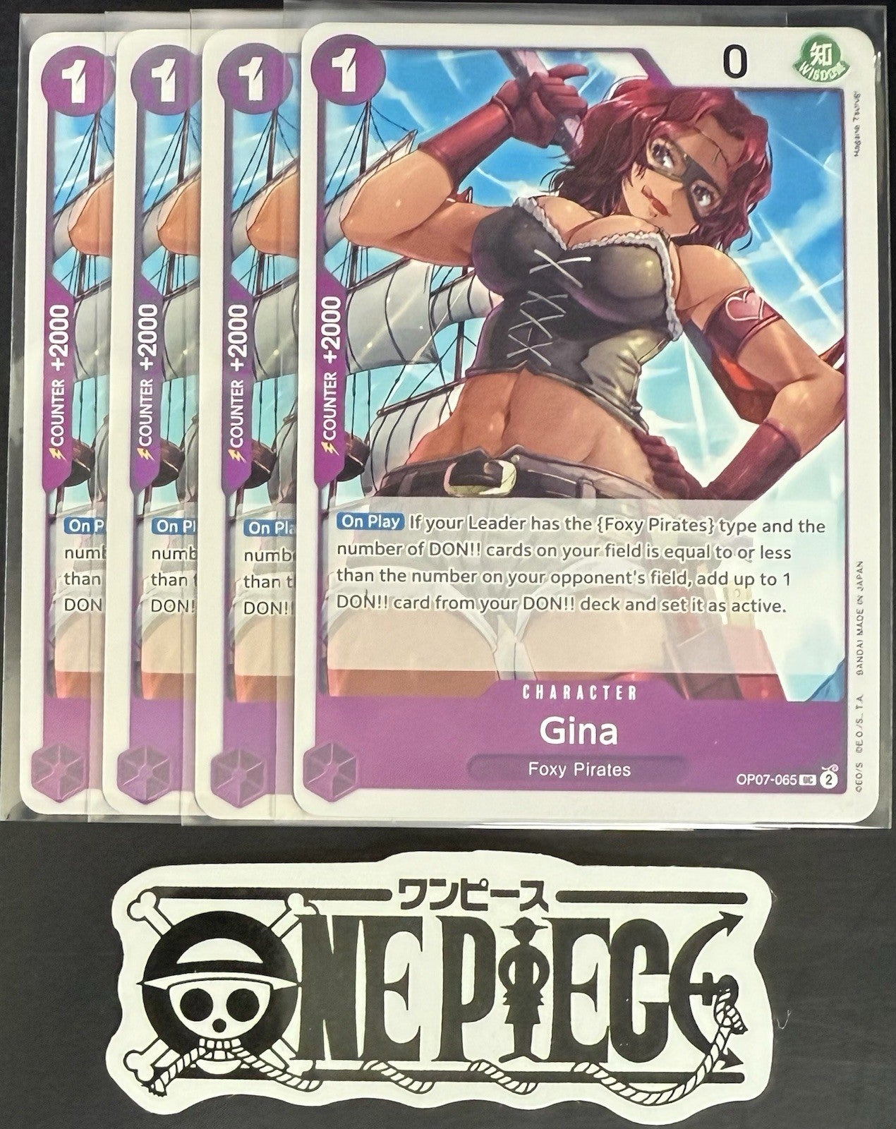 4x One Piece OP07-065 UC Gina - English - Regular - Play Set - NM/M