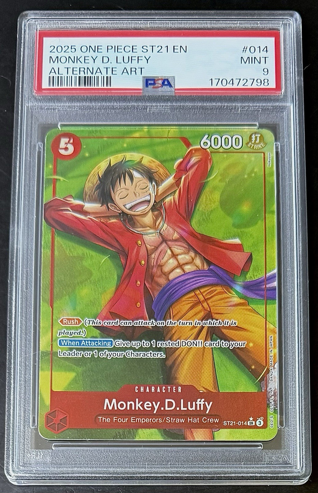 PSA 9 One Piece ST21-014 SR* - Monkey.D.Luffy - Alt Art - EN - Foil - GEAR5