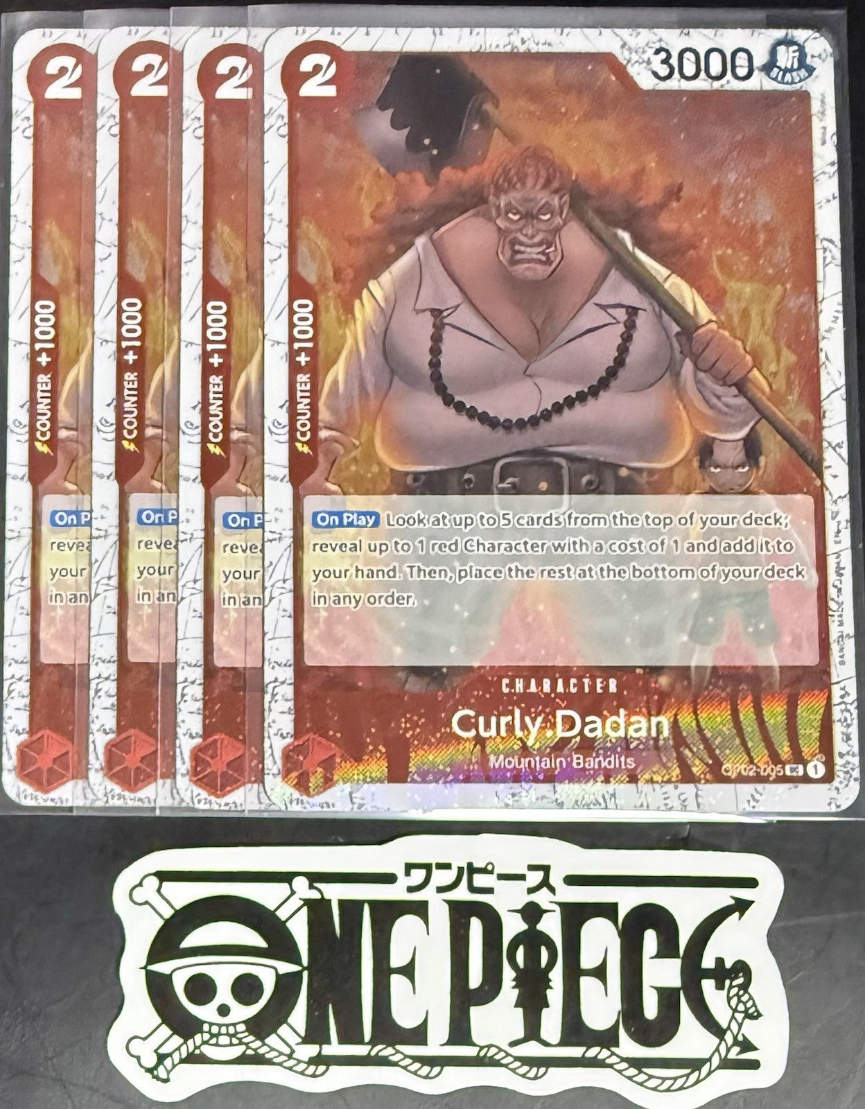4 x One Piece OP02-005 UC Curly.Dadan - English - PRB02 Foil - Playset - NM/M