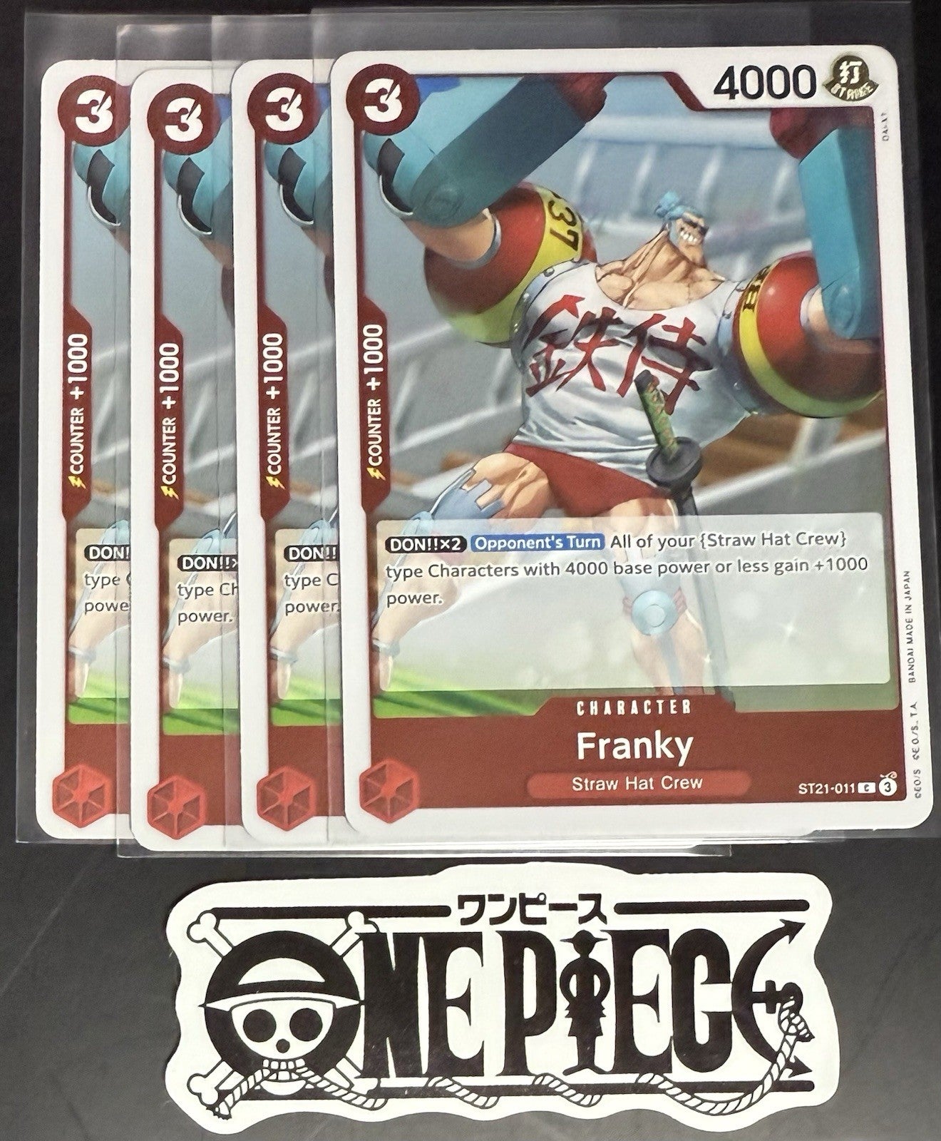 4x One Piece ST21-011 C - Franky - EN - Foil - Play Set - TCG - NM/M