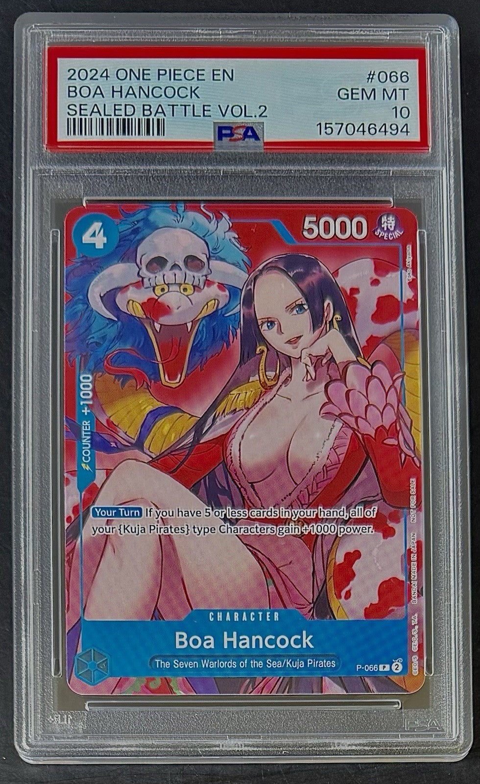 PSA 10 One Piece P-066 P - Boa Hancock - EN - Sealed Battle Vol.2 Promo