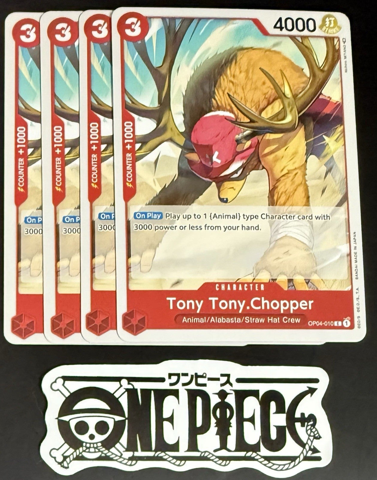 4x One Piece OP04-010 C Tony Tony.Chopper - English - Regular - Play Set - NM/M