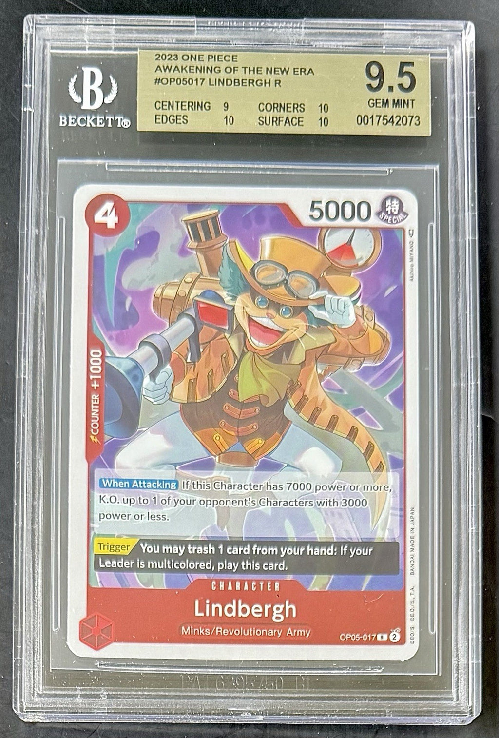 BGS 9.5 One Piece OP05-017 R Lindbergh - English - Awakening of the New Era