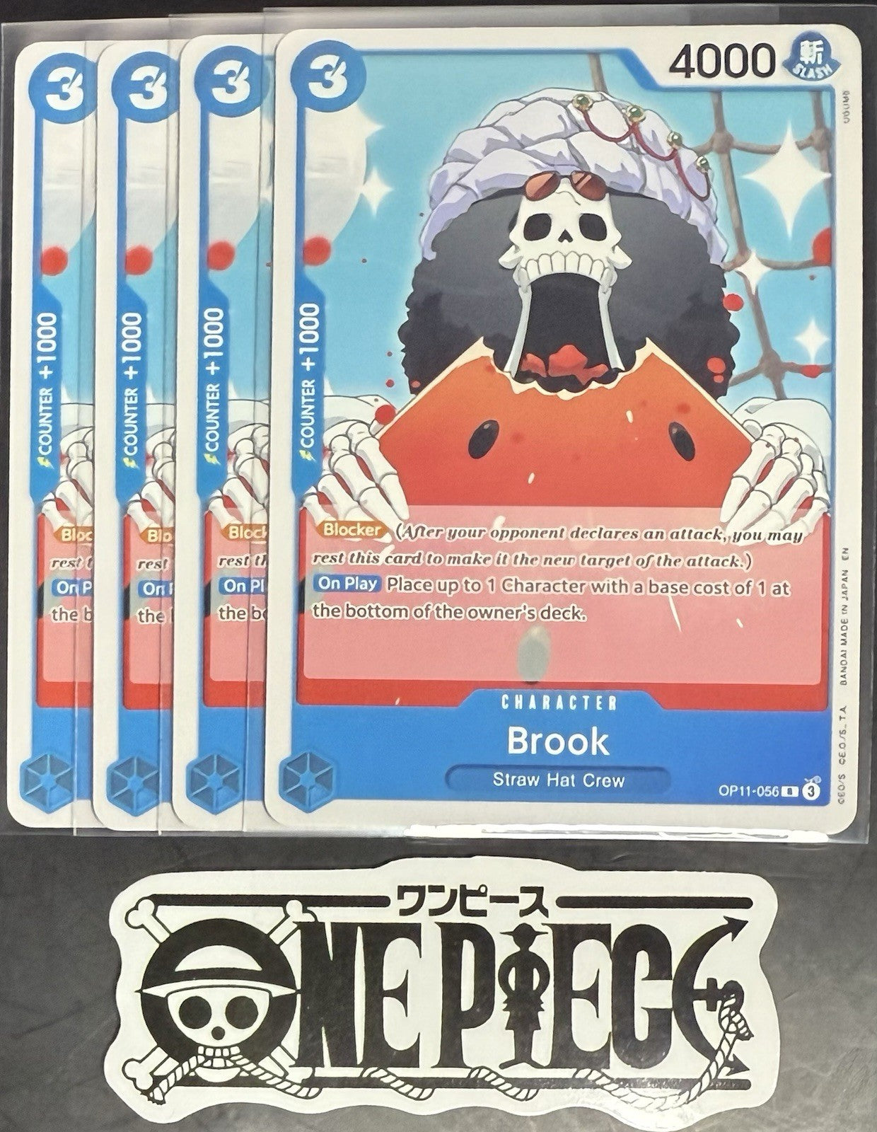 4x One Piece OP11-056 R Brook - English - Regular - Play Set - LD01 - NM/M