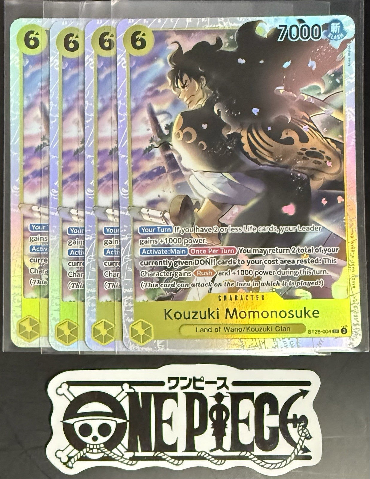 4x One Piece ST28-004 SR  Kouzuki Momonosuke - English - Foil - Playset - NM/M