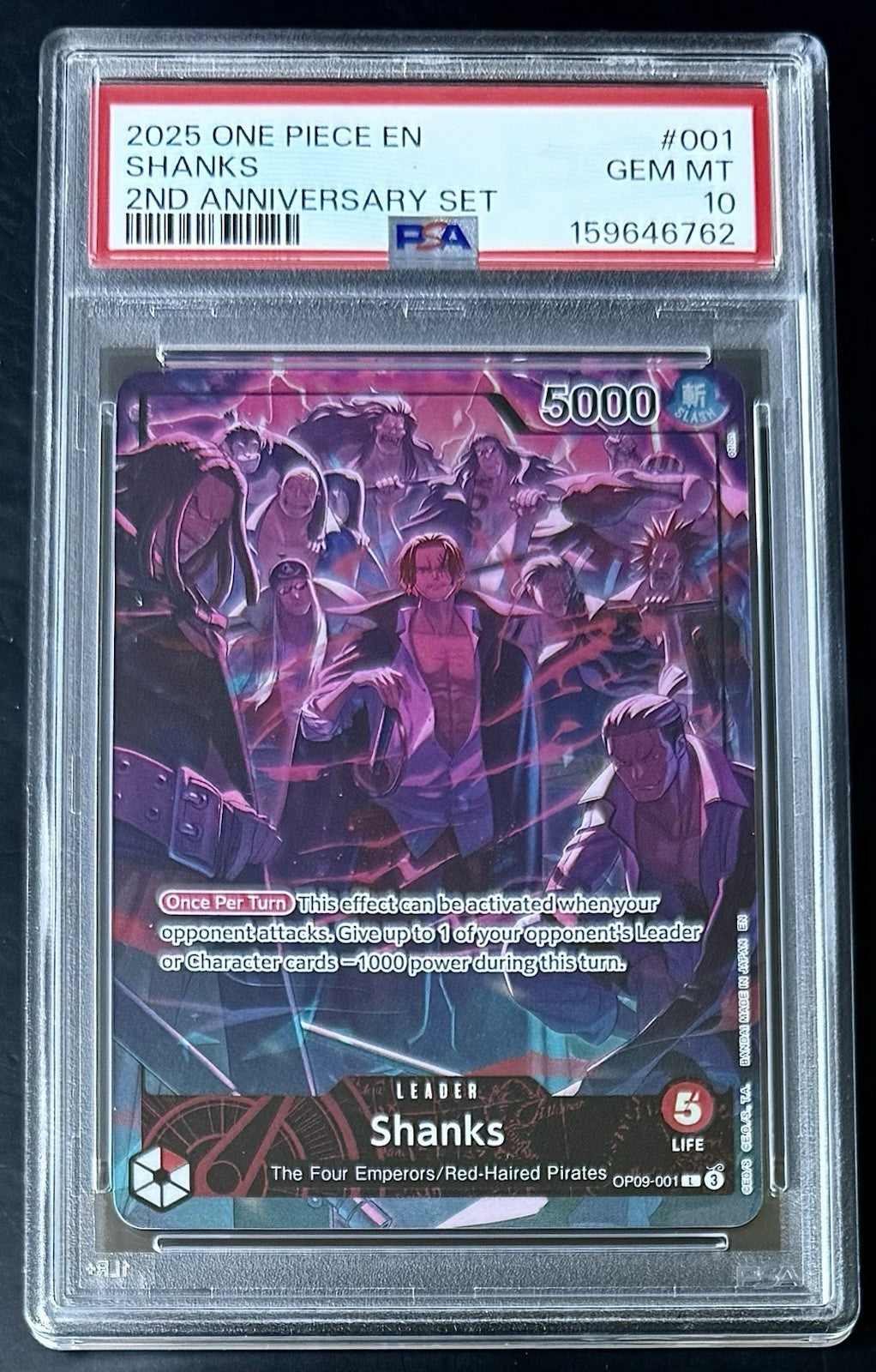 PSA 10 One Piece OP09-001 L - Shanks - EN - 2025 - 2nd Anniversary Set