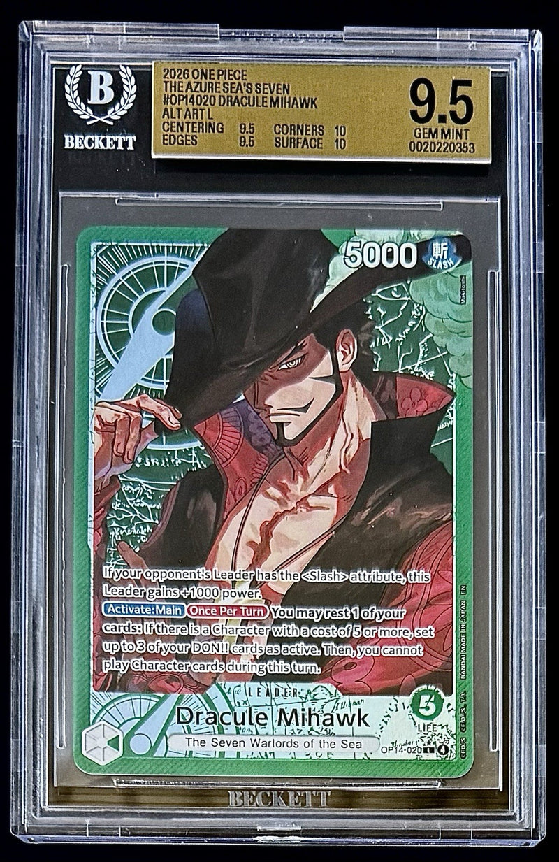 BGS 9.5 One Piece OP14-020 L* - Dracule Mihawk - Alt Art - EN - Azure Seas Seven