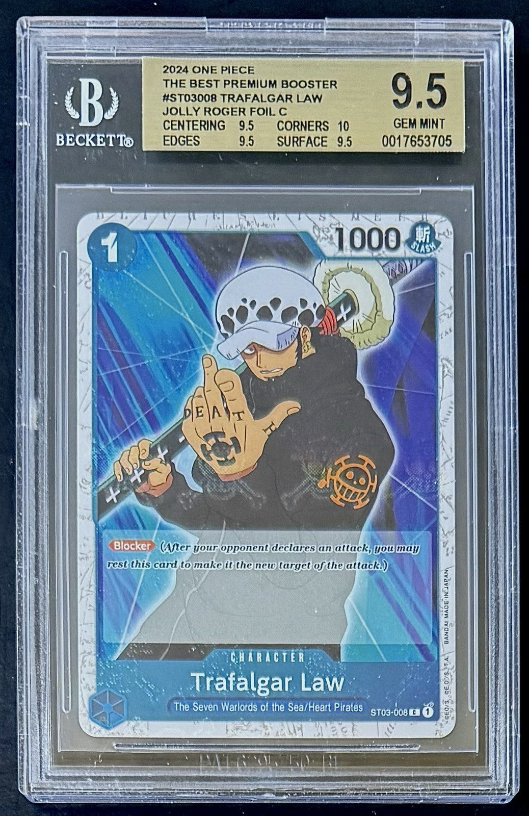 BGS 9.5 One Piece ST03-008 C - Trafalgar Law - Flag Foil - EN - PRB01 The Best