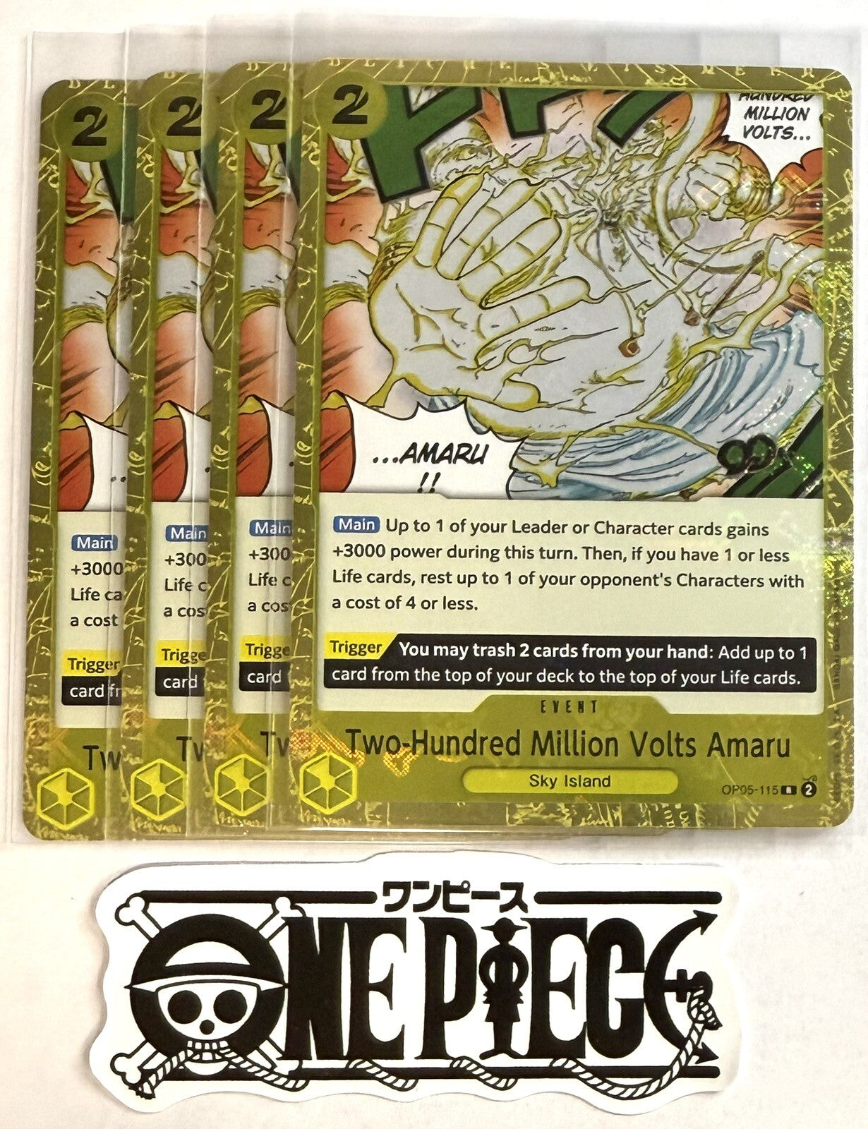 4x One Piece OP05-115 R Two-Hungred... - Flag Foil - ENG - Play Set - TCG - NM/M