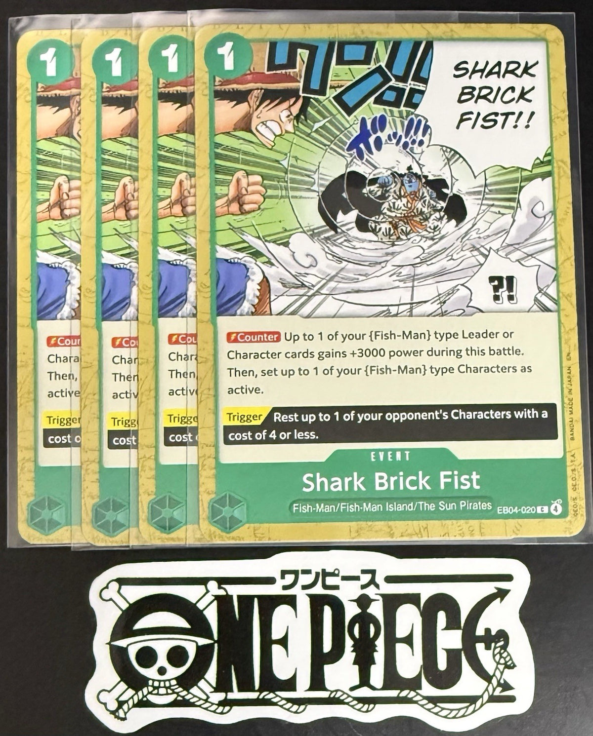 4x One Piece EB04-020 C - Shark Brick Fist - EN - Regular - Play Set - TCG -NM/M