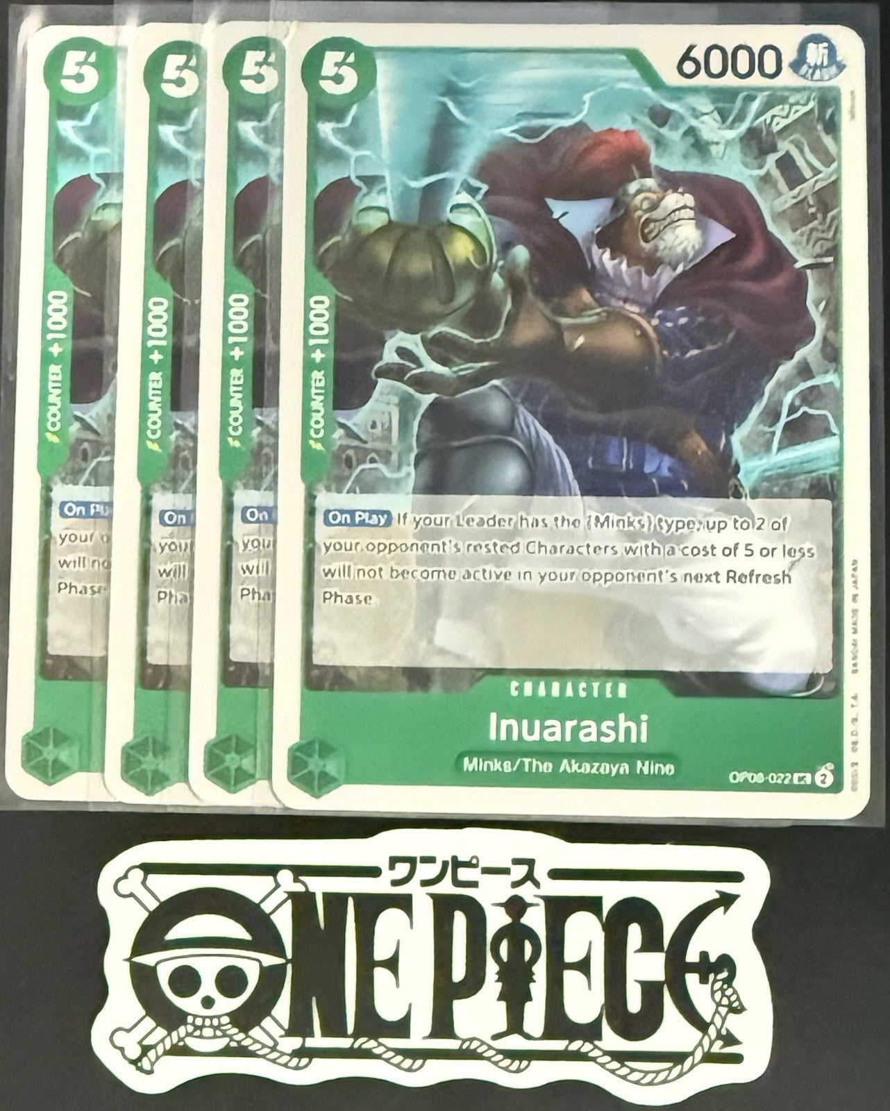 4x One Piece OP08-022 UC Inuarashi - ENG - Regular - Play Set - TCG - NM/M