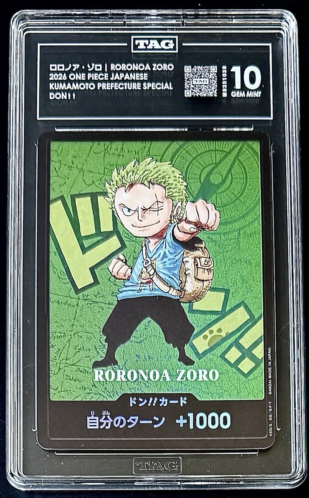 TAG 10 One Piece Don Card - Roronoa Zoro - JP - Kumamoto Prefecture Special Don!