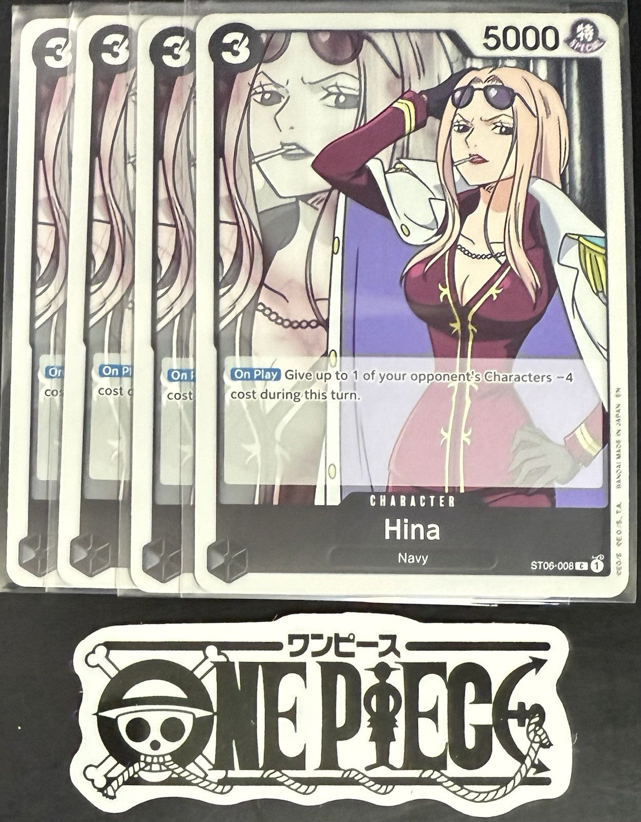 4x One Piece ST06-008 C Hina - ENG - Regular - Playset - TCG - NM/M