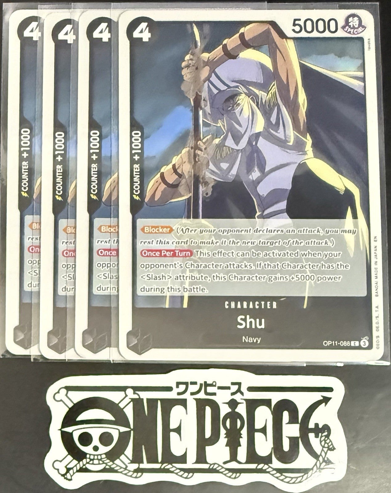 4 x One Piece OP11-088 C Shu - ENG - Regular - Playset - TCG - NM/M