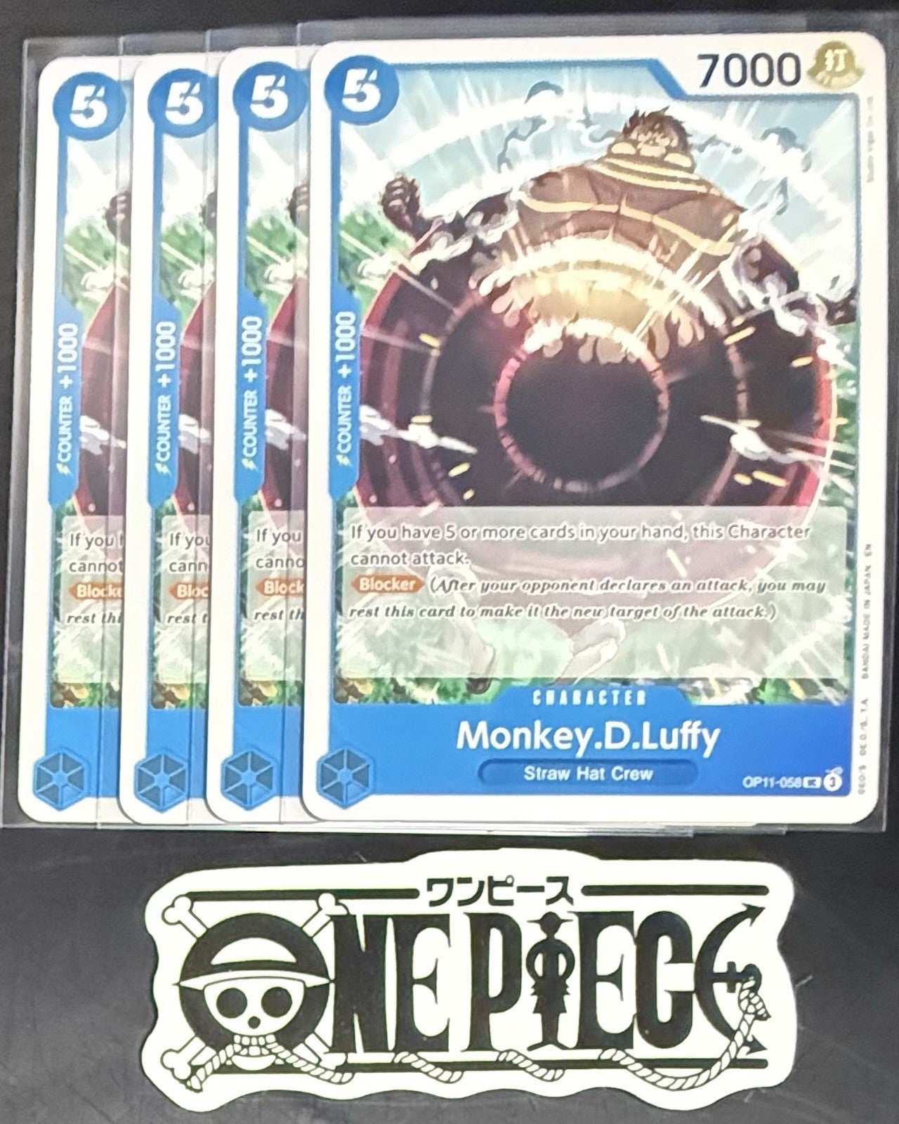 4x One Piece OP11-058 UC Luffy - English - Regular - Play Set - LD01 - NM/M