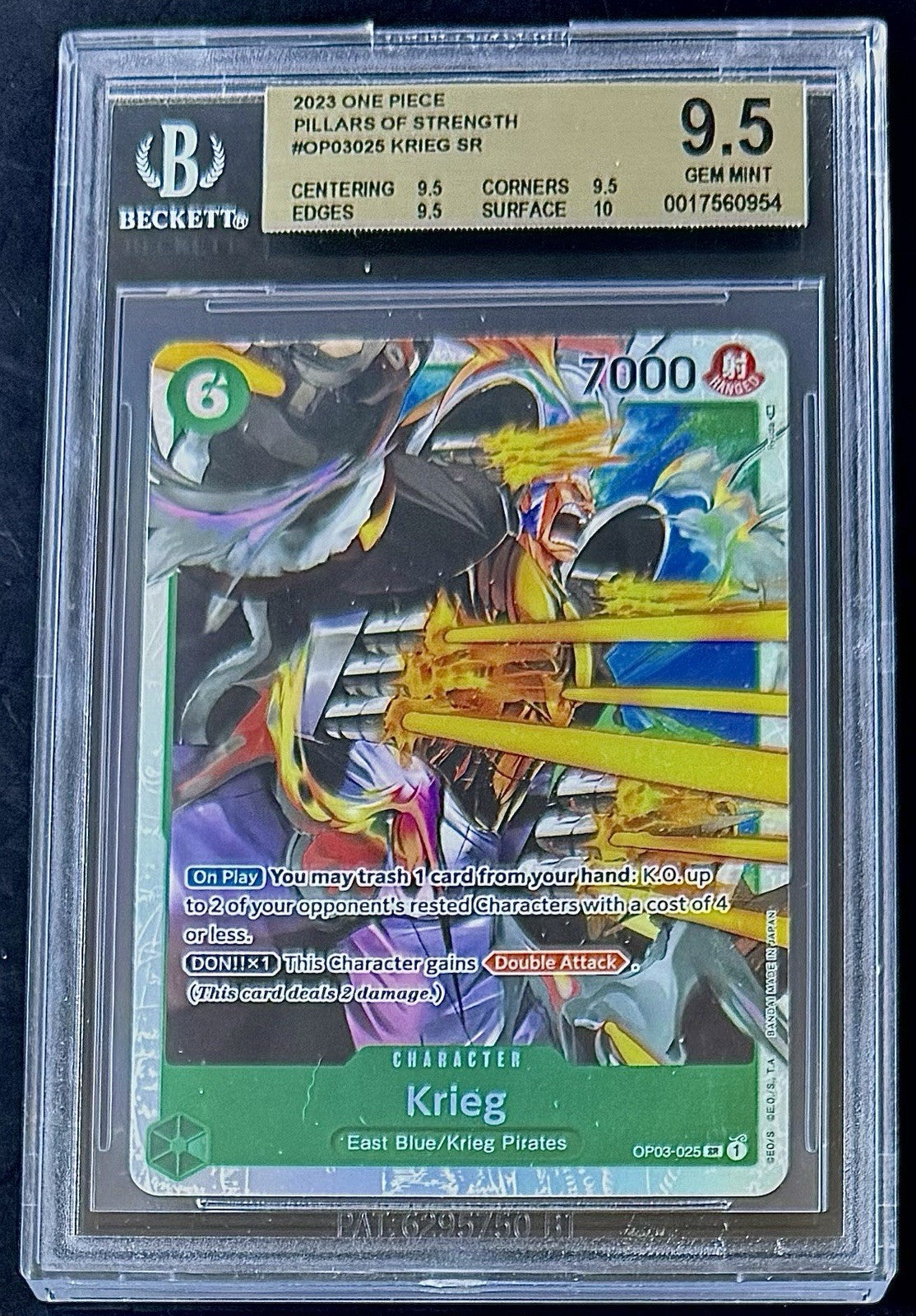 BGS 9.5 One Piece OP03-025 SR Krieg - English - Pillars of Strength - Graded