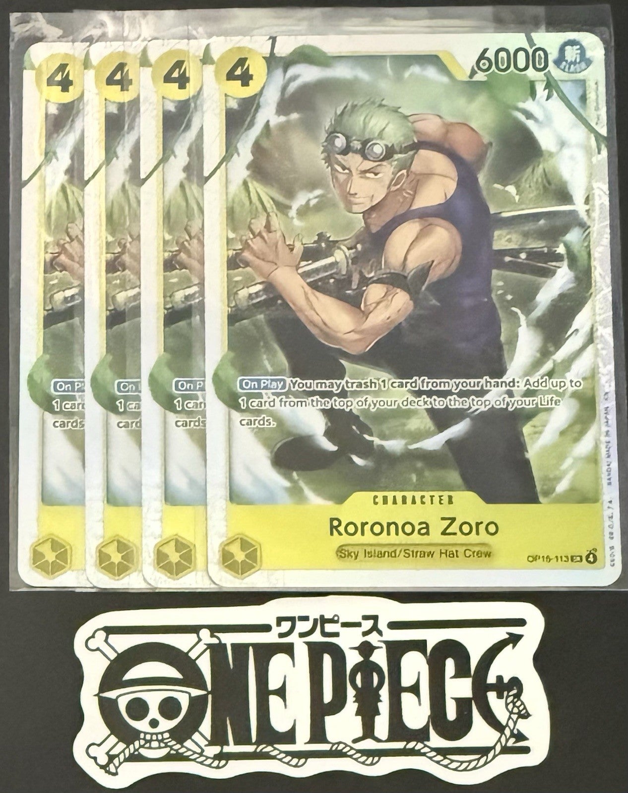 4x One Piece OP15-113 SR - Roronoa Zoro - EN - Foil - Play Set - TCG - NM/M