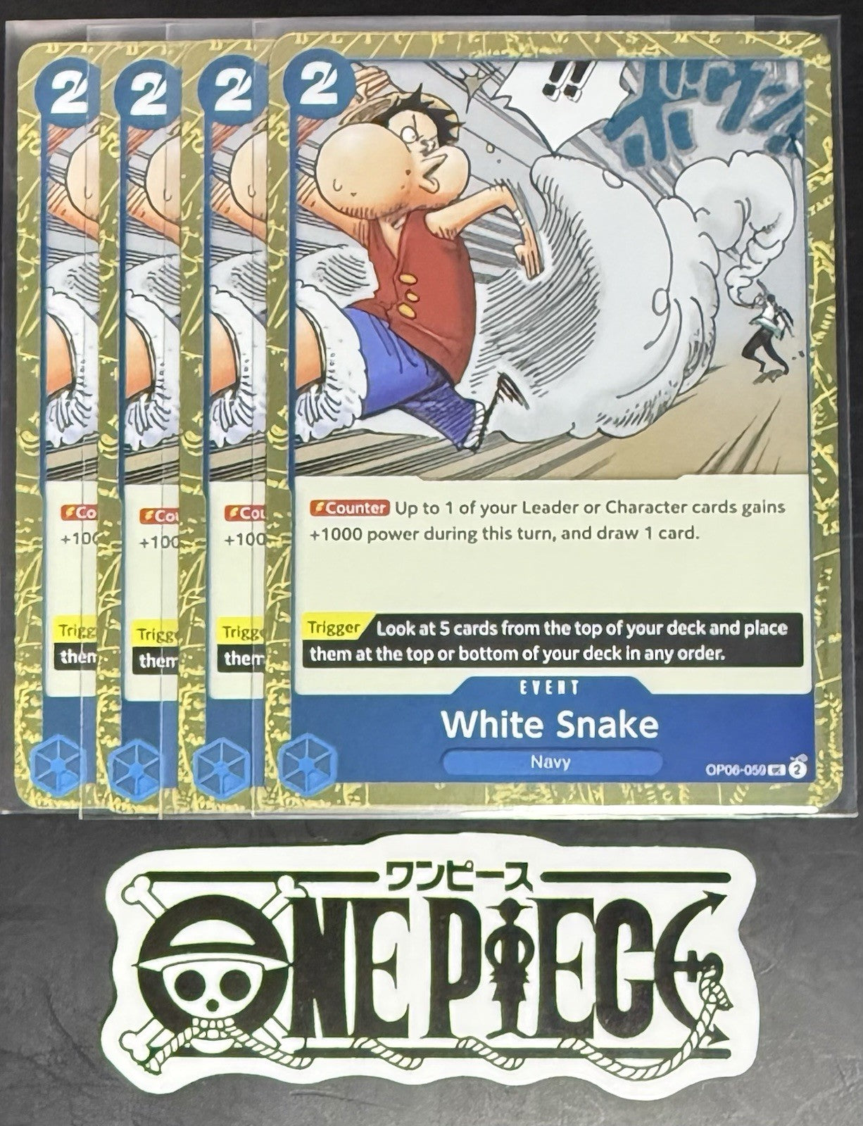 4 x One Piece OP06-059 UC White Snake - English - PRB02 Foil - Playset - NM/M