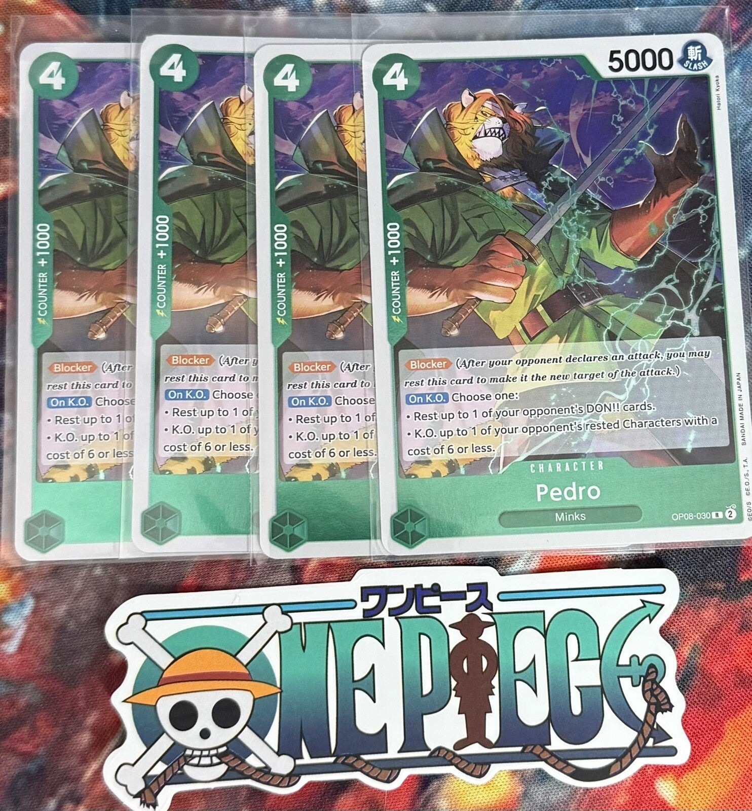 4x One Piece OP08-030 R Pedro - ENG - Playset - Foil - TCG - NM/M