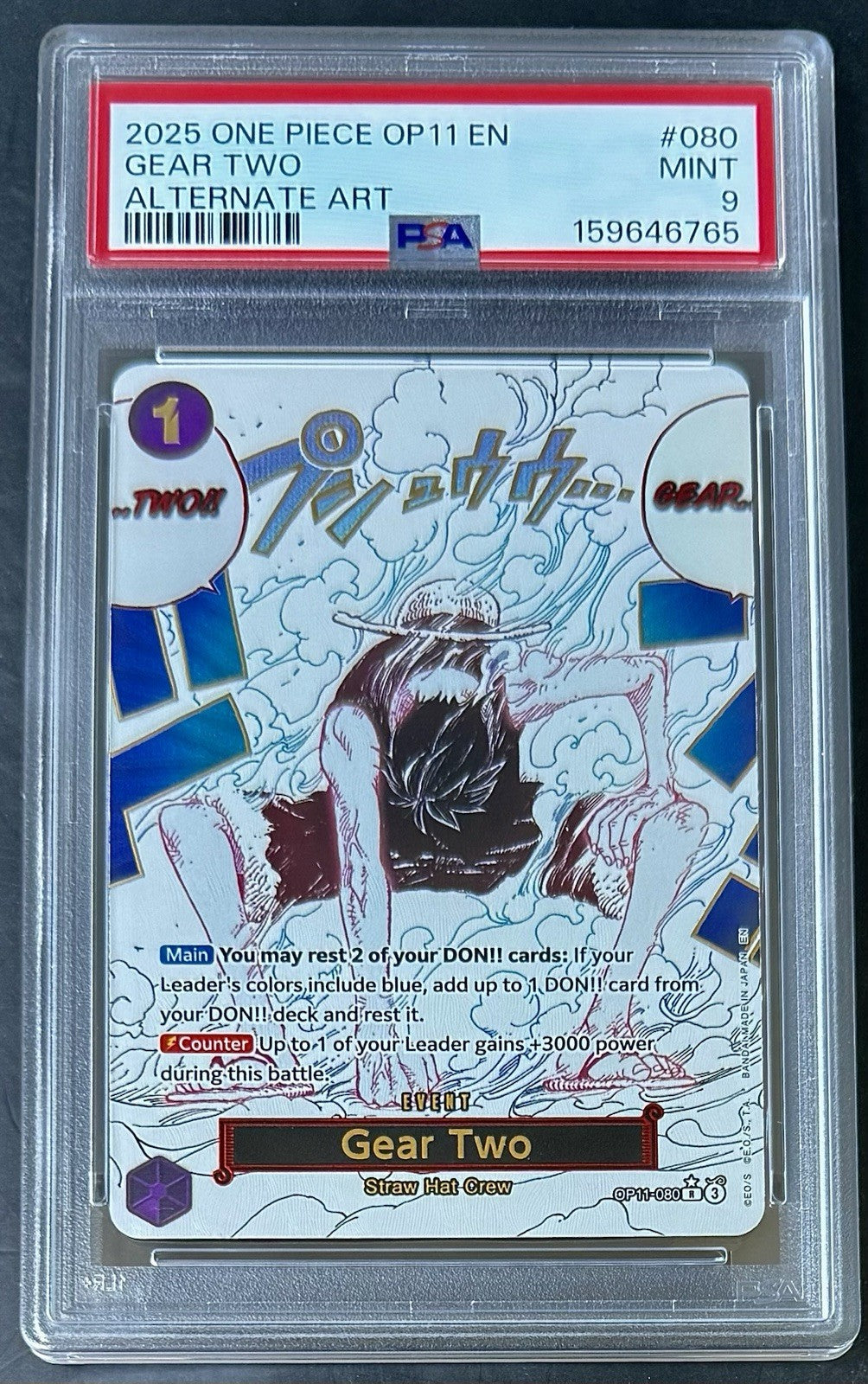 PSA 9 One Piece OP11-080 R* - Gear Two - Alt Art - EN - Divine Speed