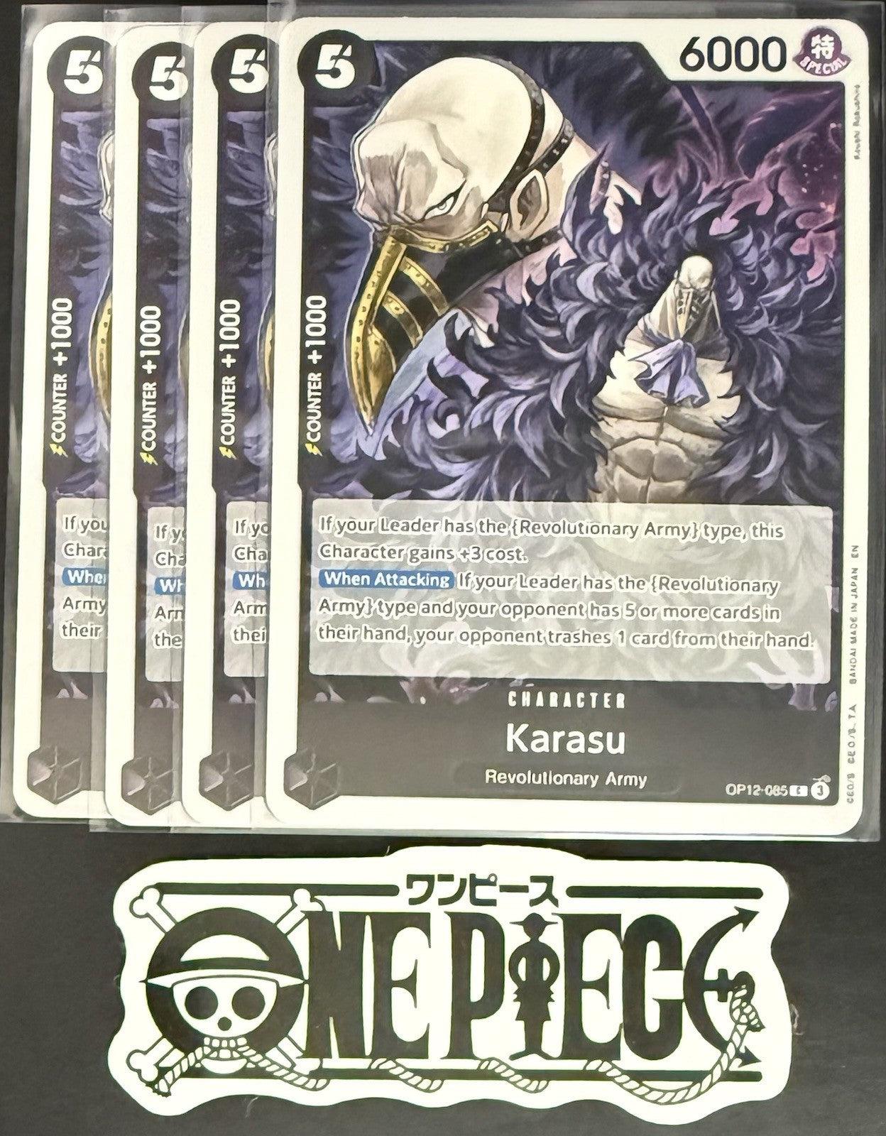 4 x One Piece OP12-085 C Karasu - ENG - Regular - Playset - NM/M