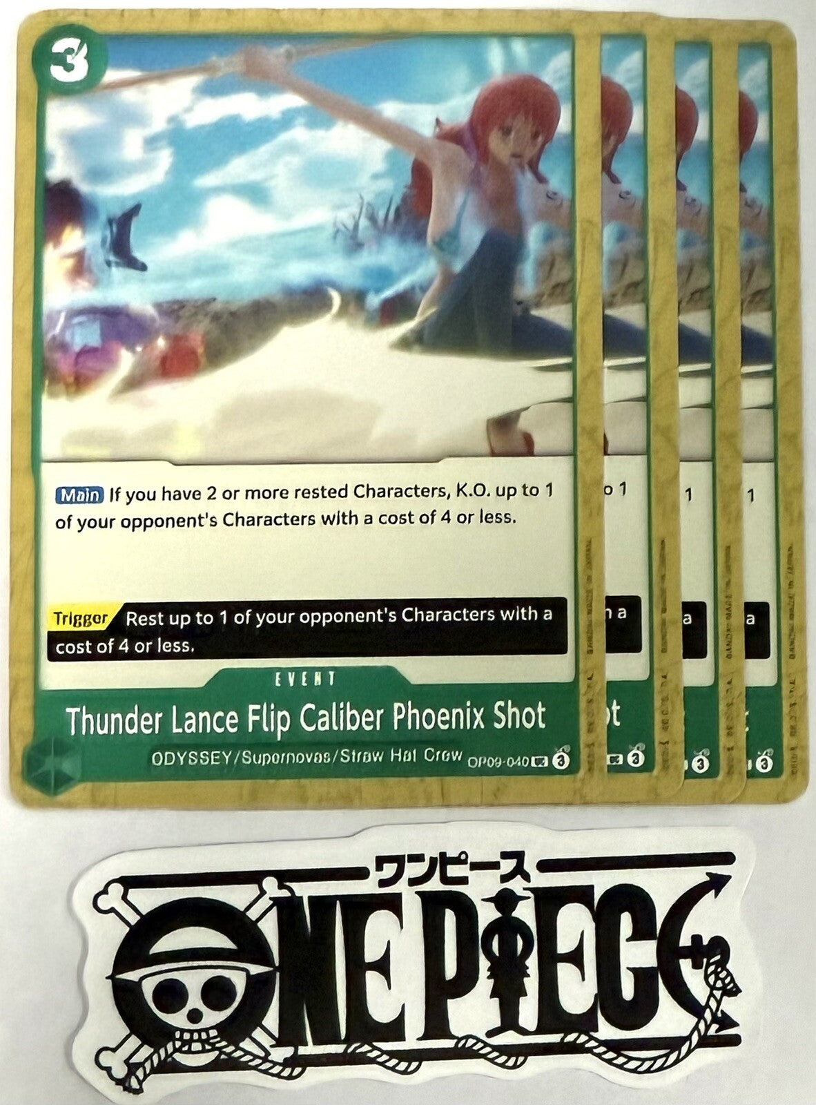 4x One Piece OP09-040 UC Thunder Lance Flip... - English - Playset - TCG - NM/M
