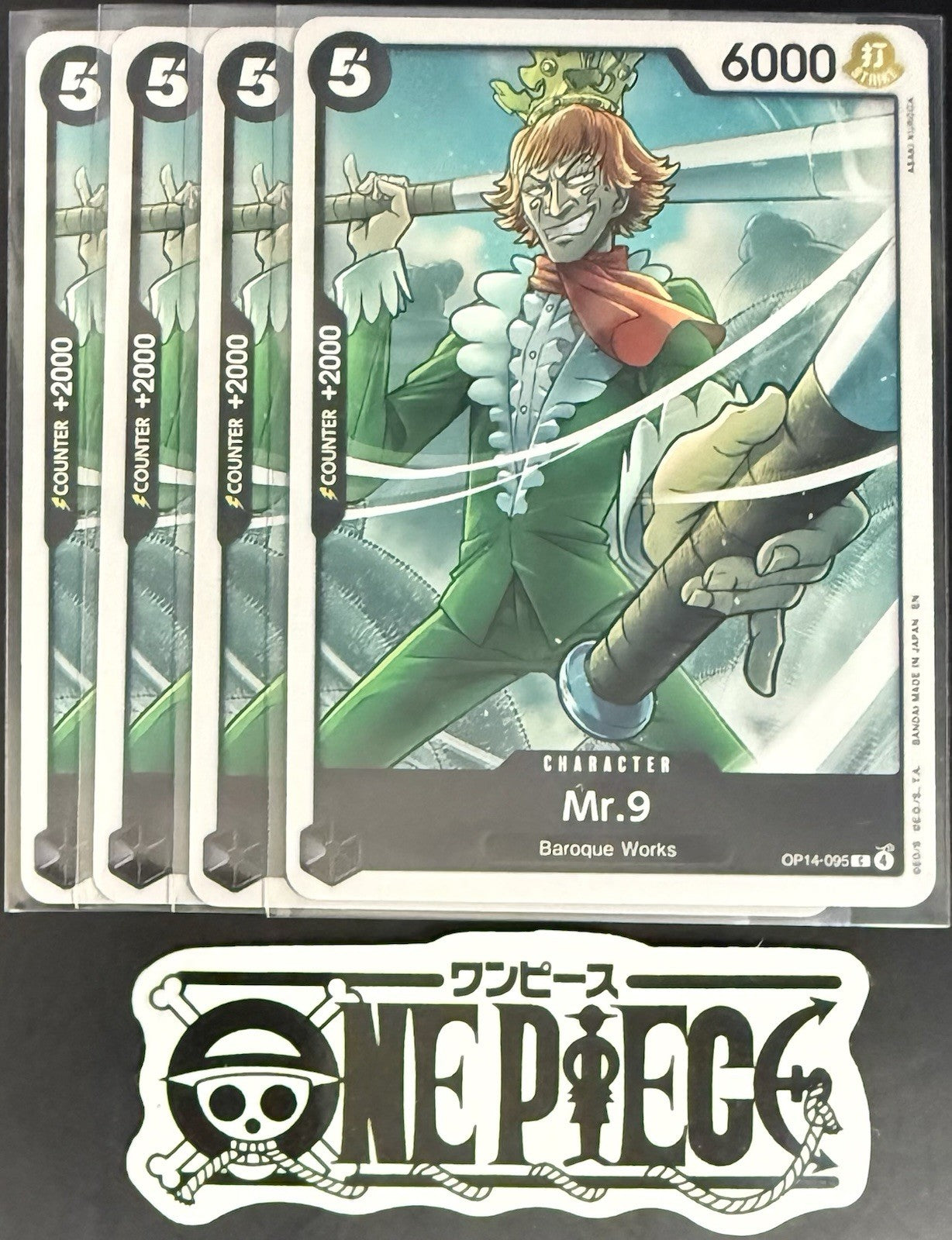 4x One Piece OP14-095 C - Mr.9 - ENG - Regular - Playset - NM/M