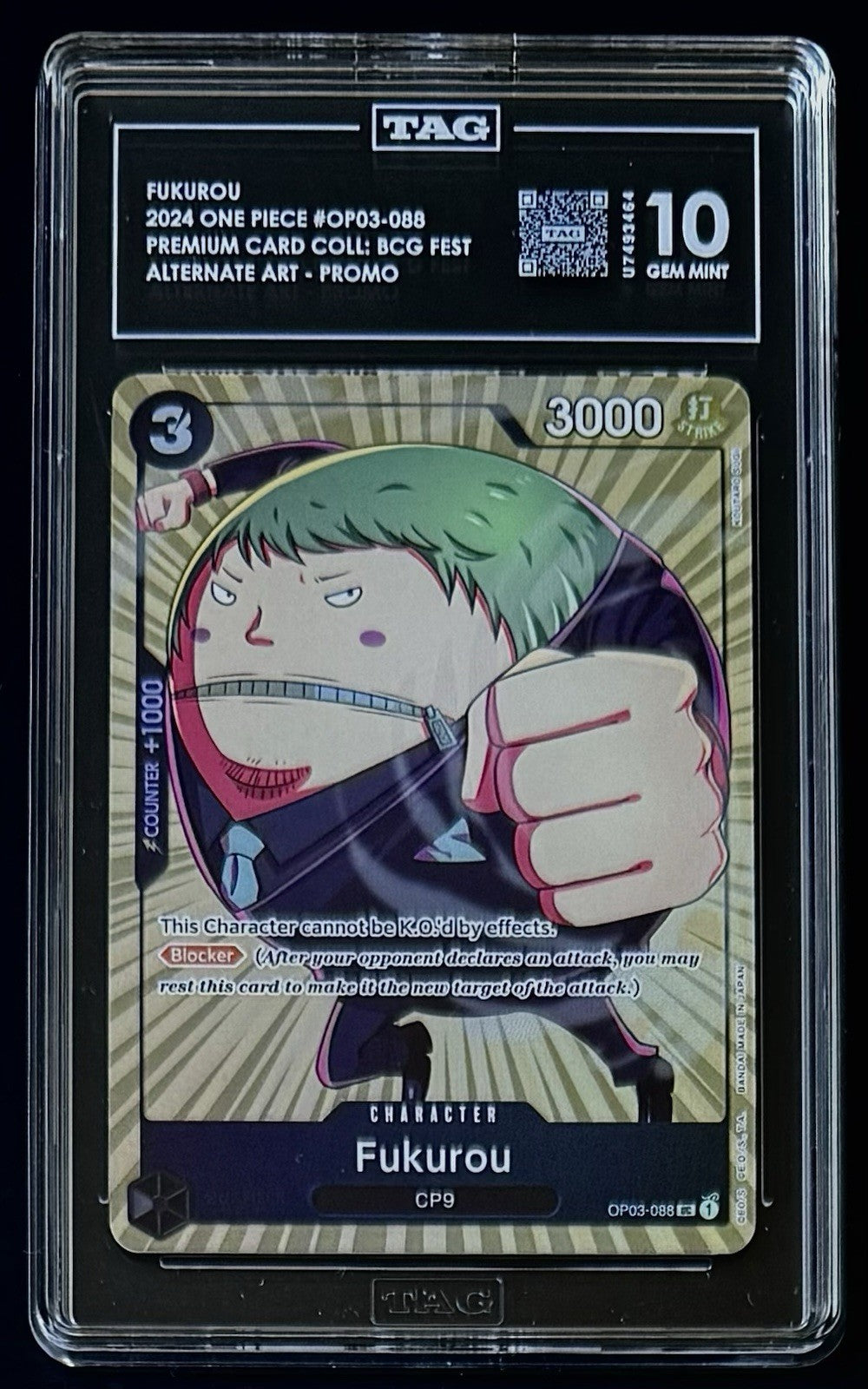 TAG 10 One Piece OP03-088 UC - Fukurou - Alt Art Promo - EN - Foil - Fest 23-24