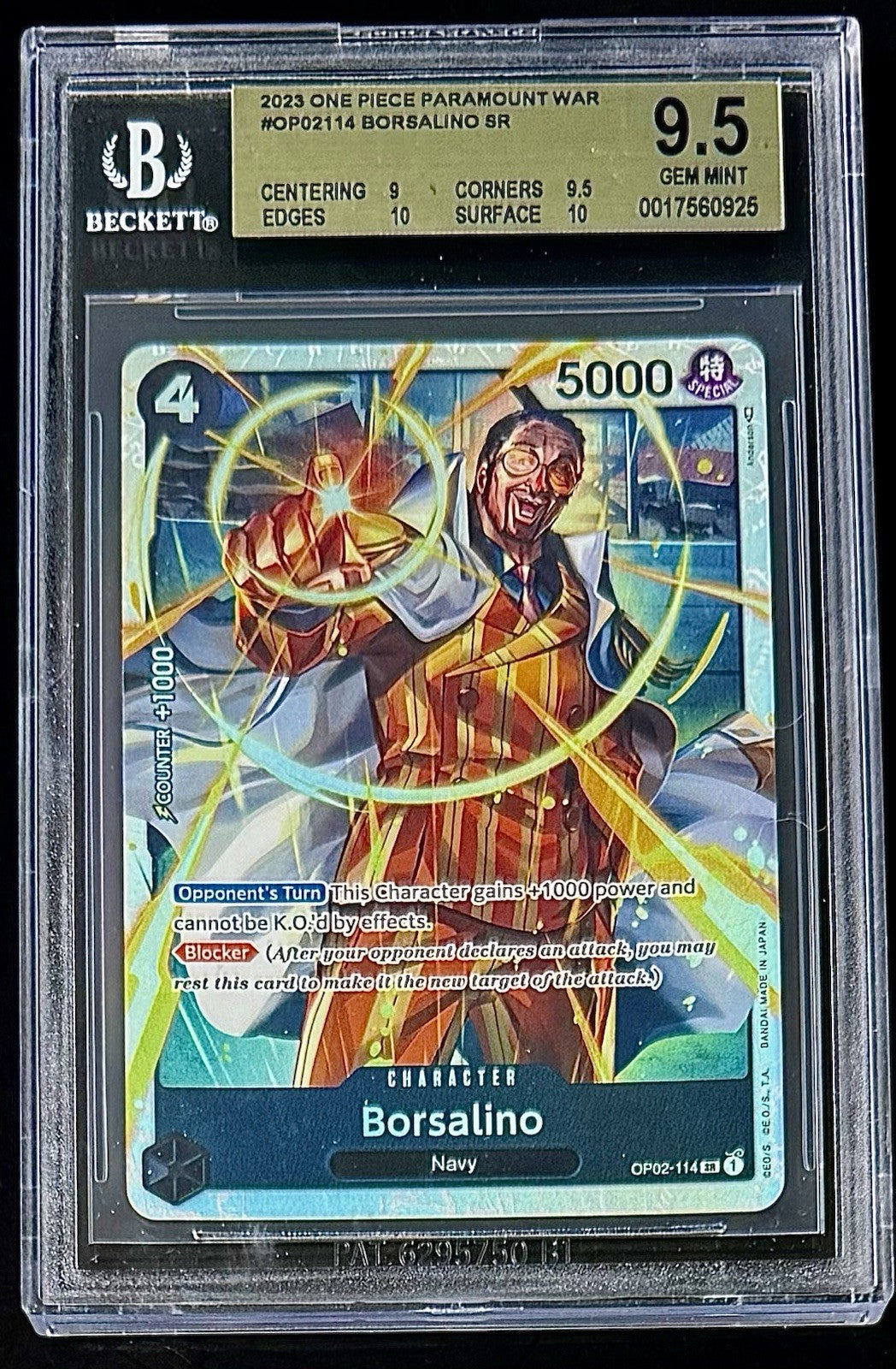 BGS 9.5 One Piece OP02-114 SR Borsalino - English - Paramount War - Graded