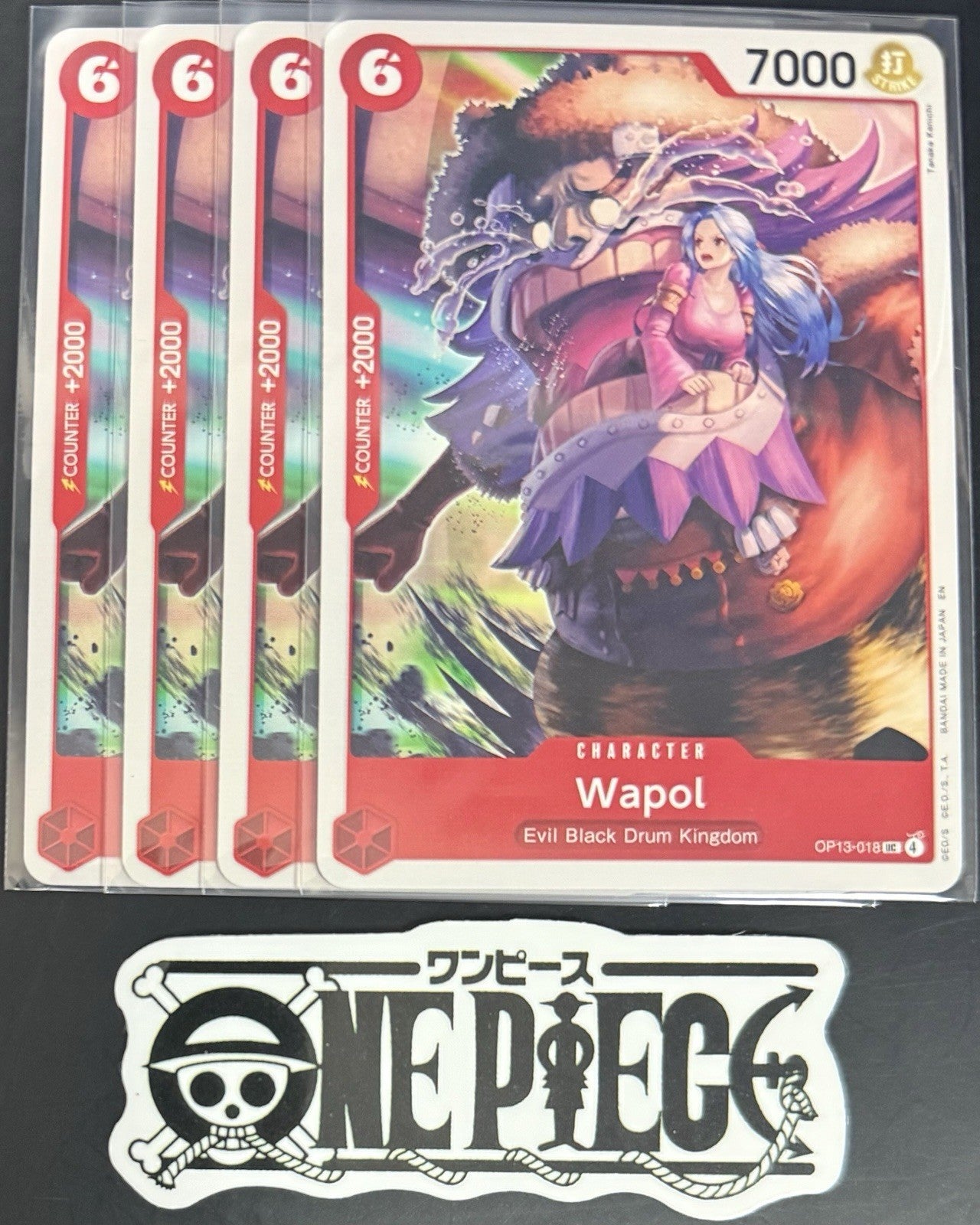 4x One Piece OP13-018 UC Wapol - ENG - Regular - Playset - TCG - NM/M