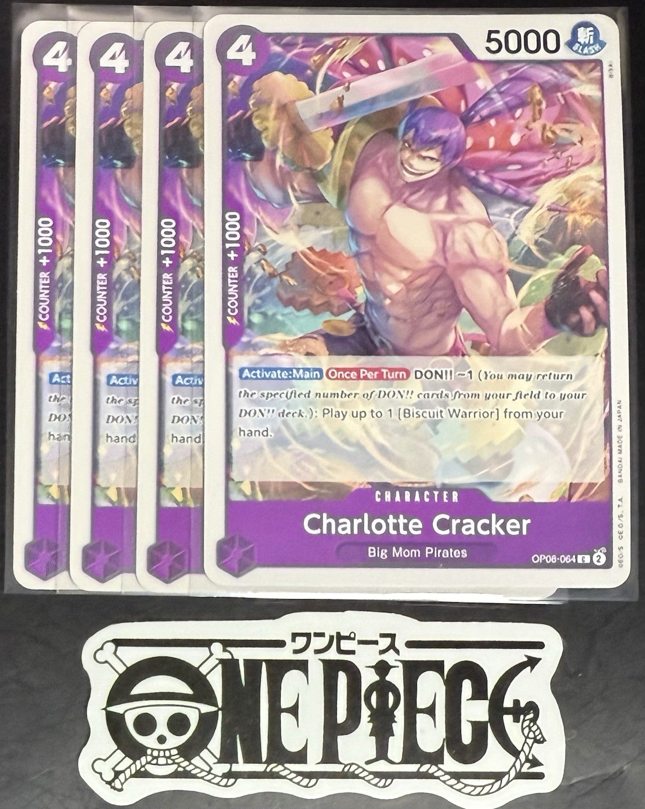 4x One Piece OP08-064 C Charlotte Crackeer - ENG - Regular - Play Set - TCG-NM/M
