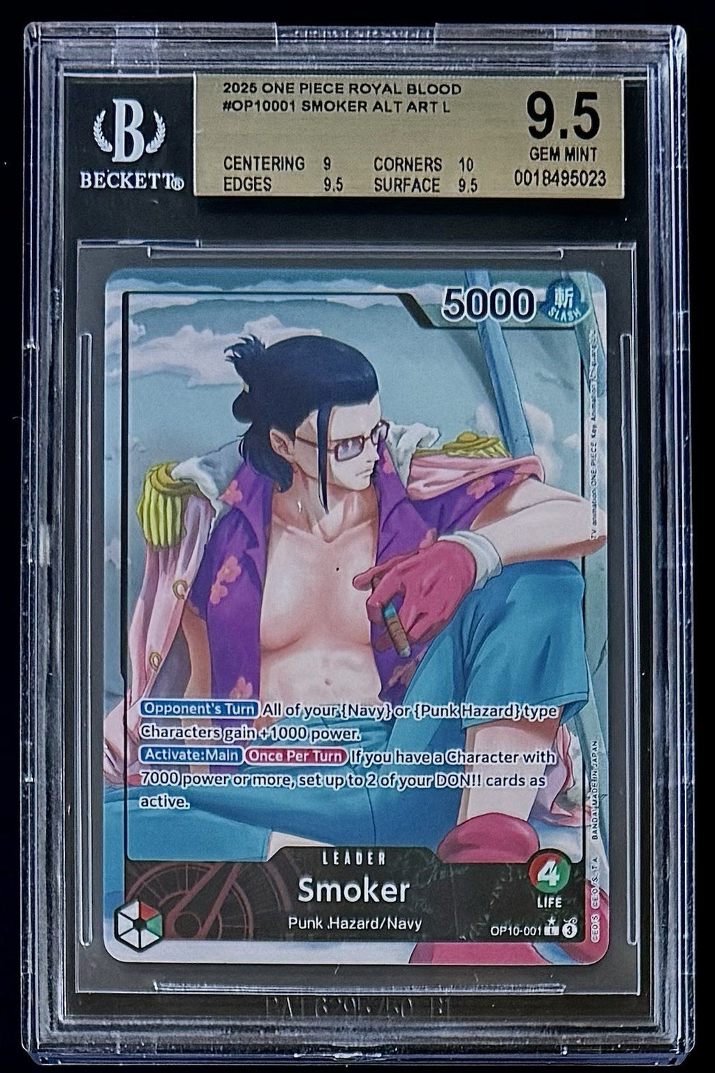 BGS 9.5 One Piece OP10-001 L* - Smoker - Alt Art - EN - Royal Blood - Foil