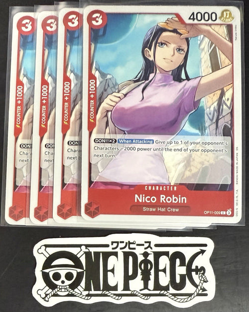 4 x One Piece OP11-009 C Nico Robin - ENG - Regular - Playset - TCG - NM/M