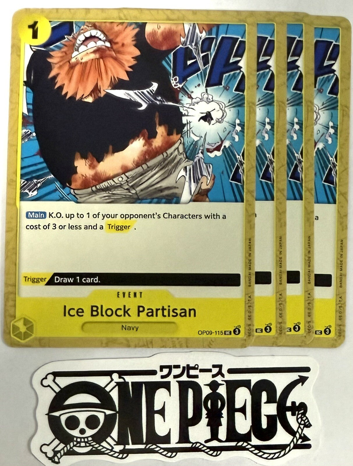 4x One Piece OP09-115 UC Ice Block Partisan - English - Playset - TCG - NM/M