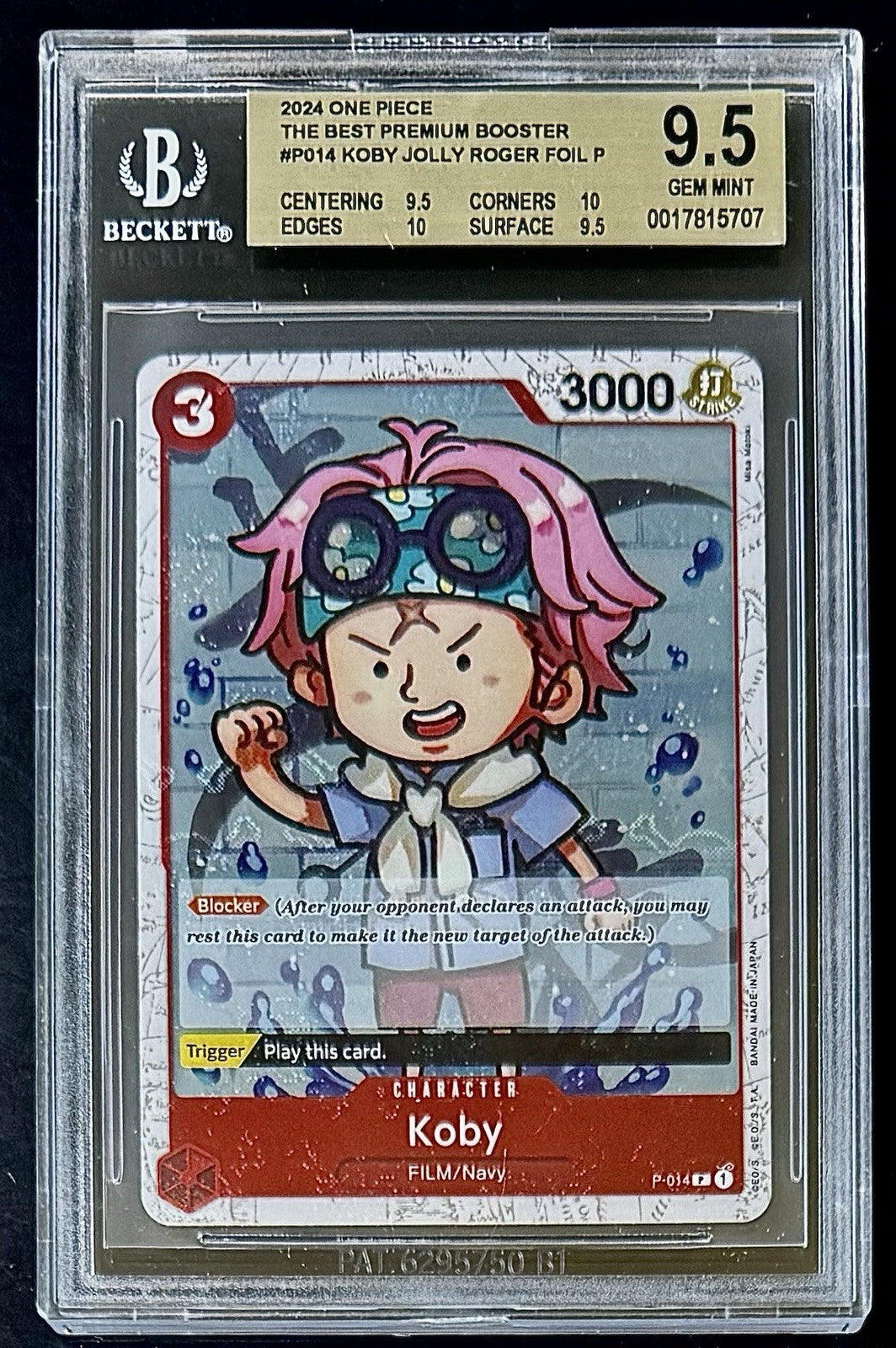 BGS 9.5 One Piece P-014 P Koby - English - Flag Foil - PRB01 - Graded