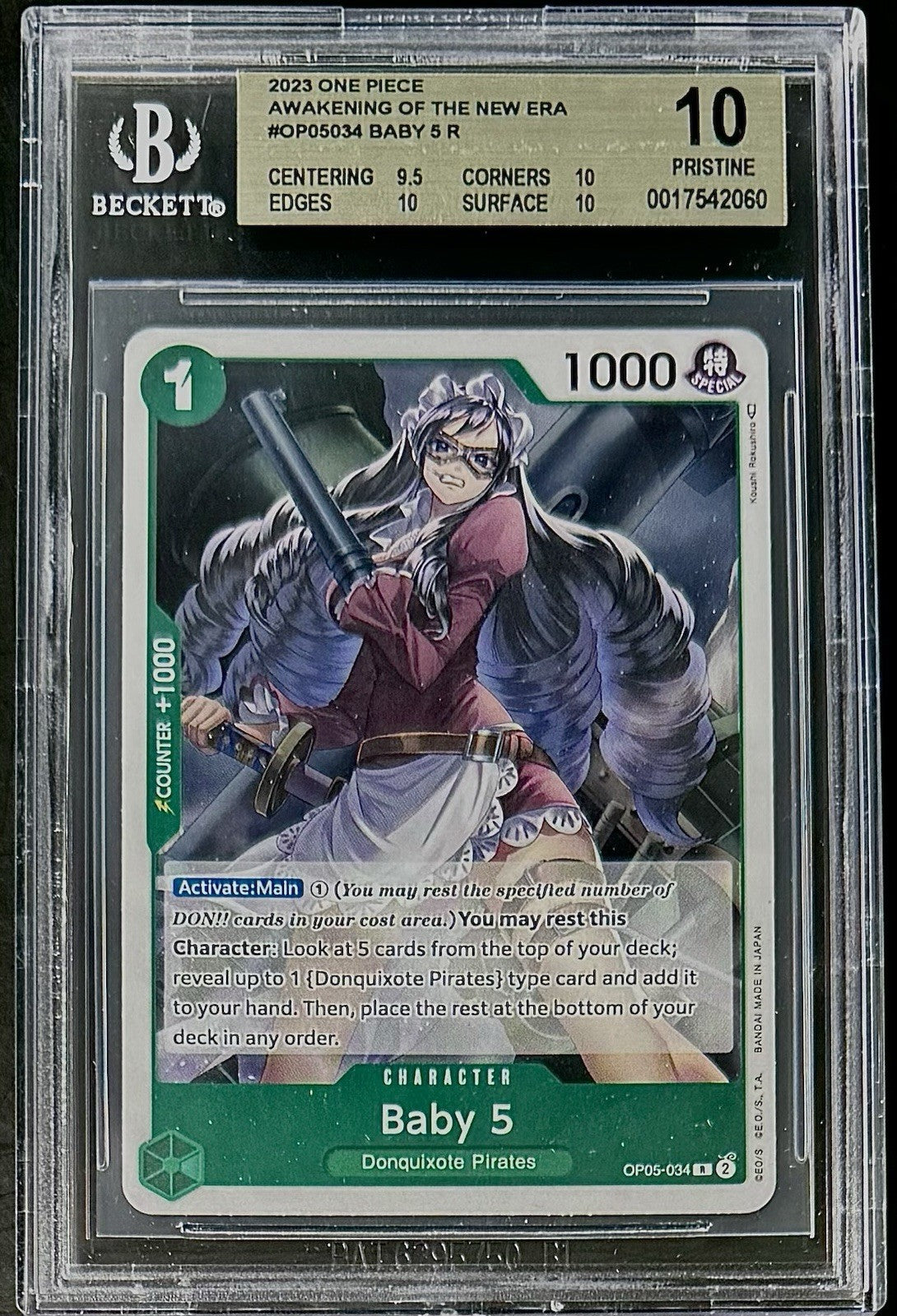 BGS 10 One Piece OP05-034 R Baby 5 - English - Awakening of the New Era - Graded