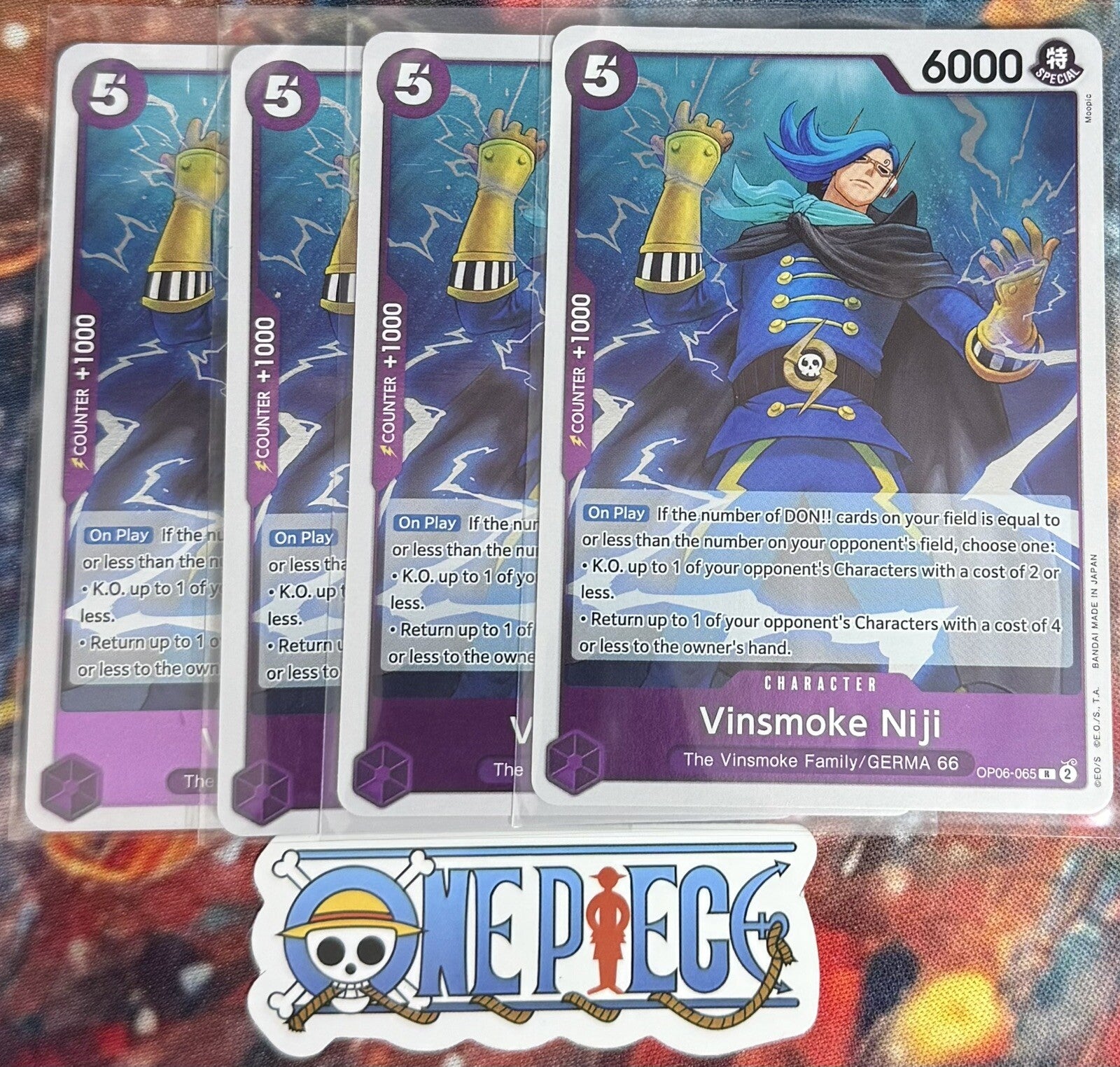 4x One Piece OP06-065 R Vinsmoke Niji - English - Playset - TCG - Foil - NM/M