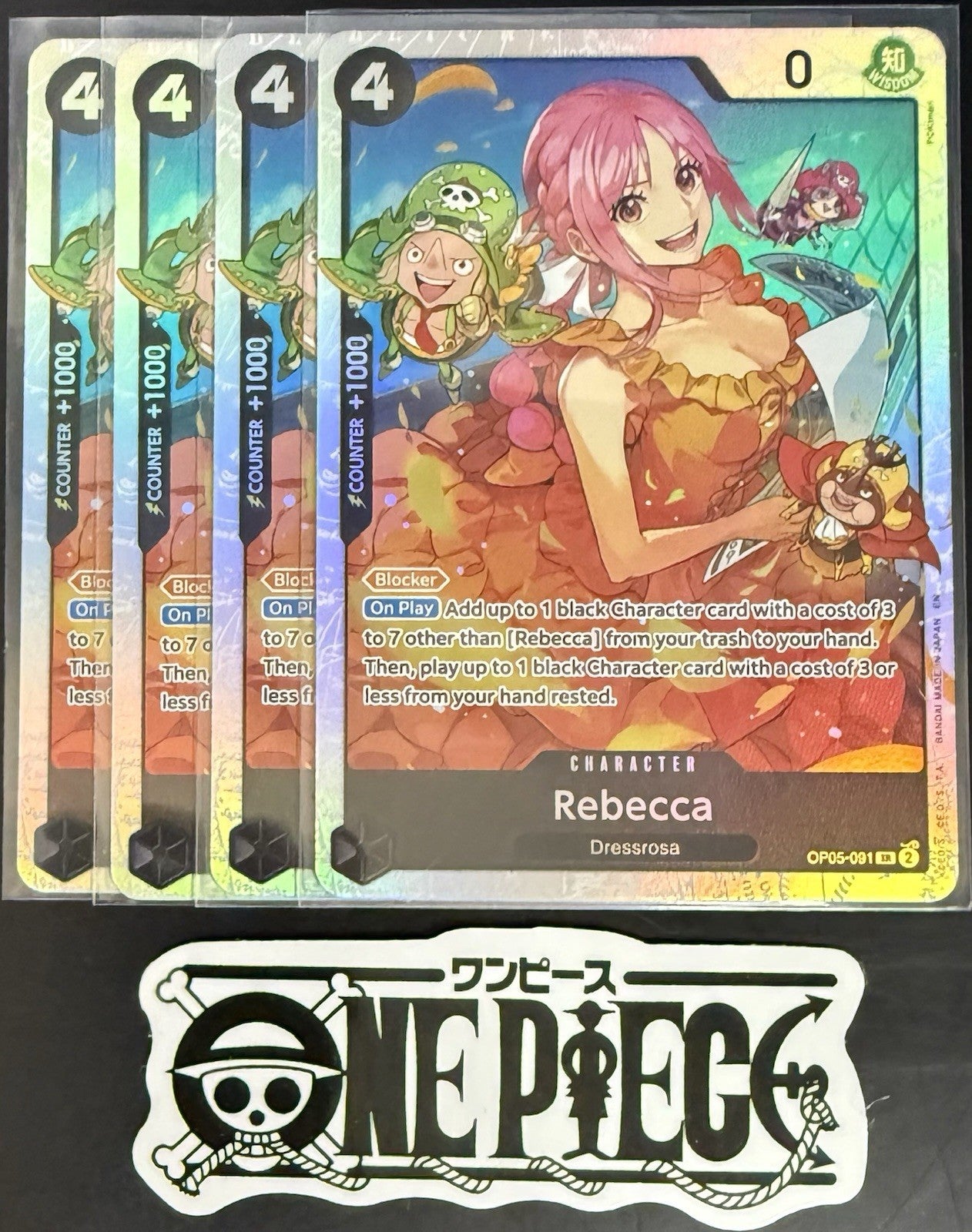 4x One Piece OP05-091 SR - Rebecca - EN - Foil -  Play Set - TCG - NM/M