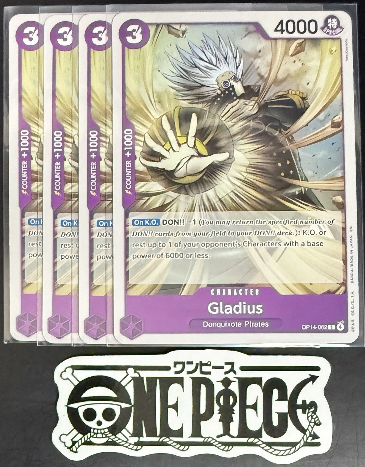 4x One Piece OP14-062 C Gladius - ENG - Regular - Playset - NM/M