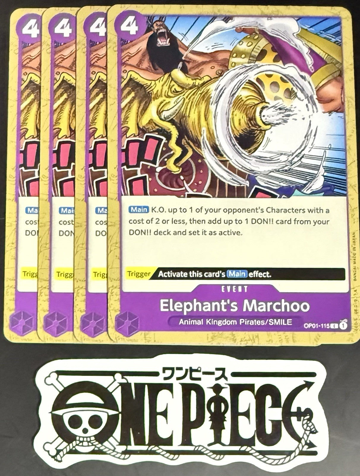 4x One Piece OP01-115 C Elephant's Marchoo - English - Regular - Playset - NM/M