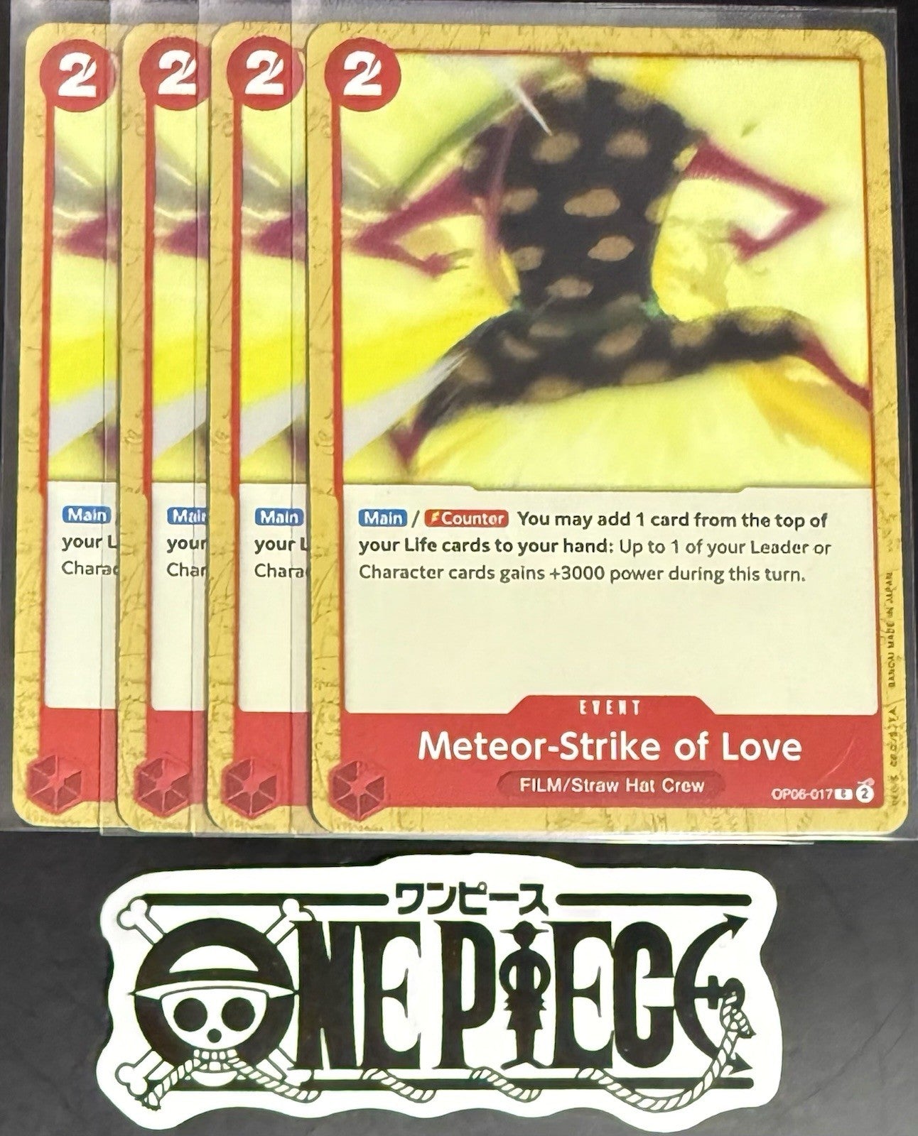 4x One Piece OP06-017 C Meteor-Strike of Love - English - Regular - Playset-NM/M