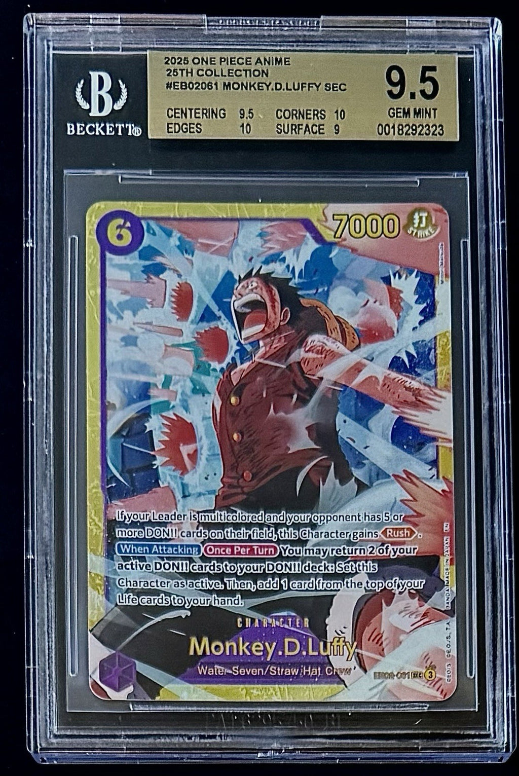 BGS 9.5 One Piece EB02-061 SEC Monkey.D.Luffy - English - 25th Collection-Graded