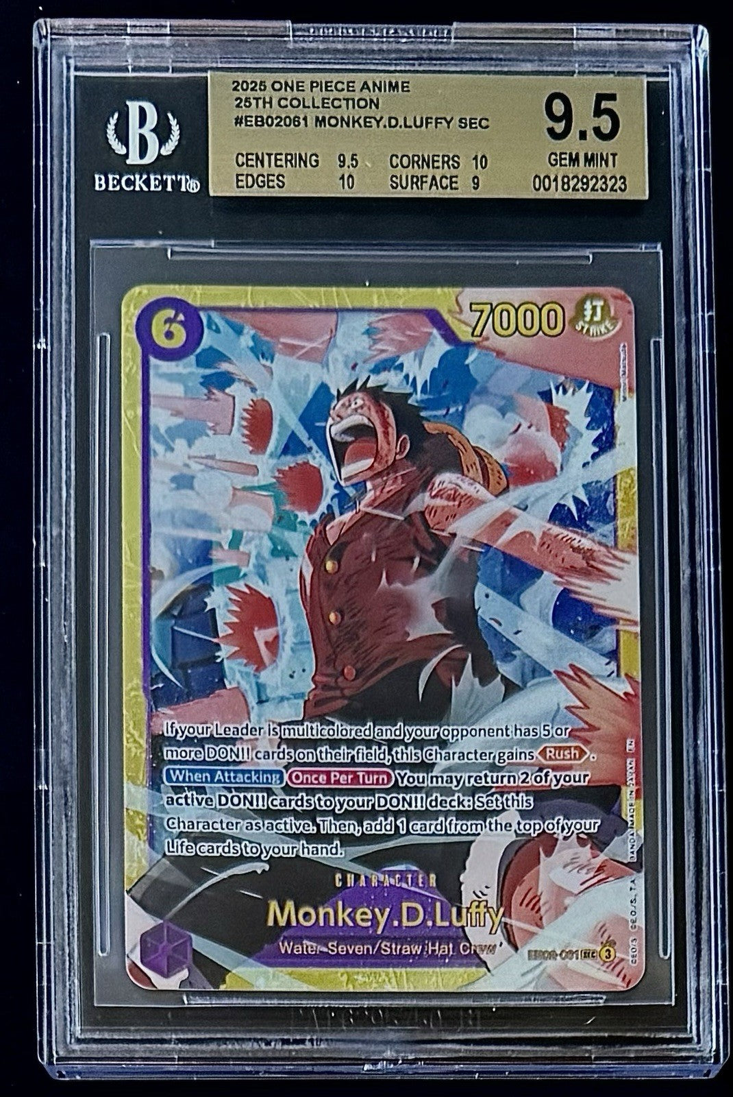 BGS 9.5 One Piece EB02-061 SEC Monkey.D.Luffy - English - 25th Collection-Graded
